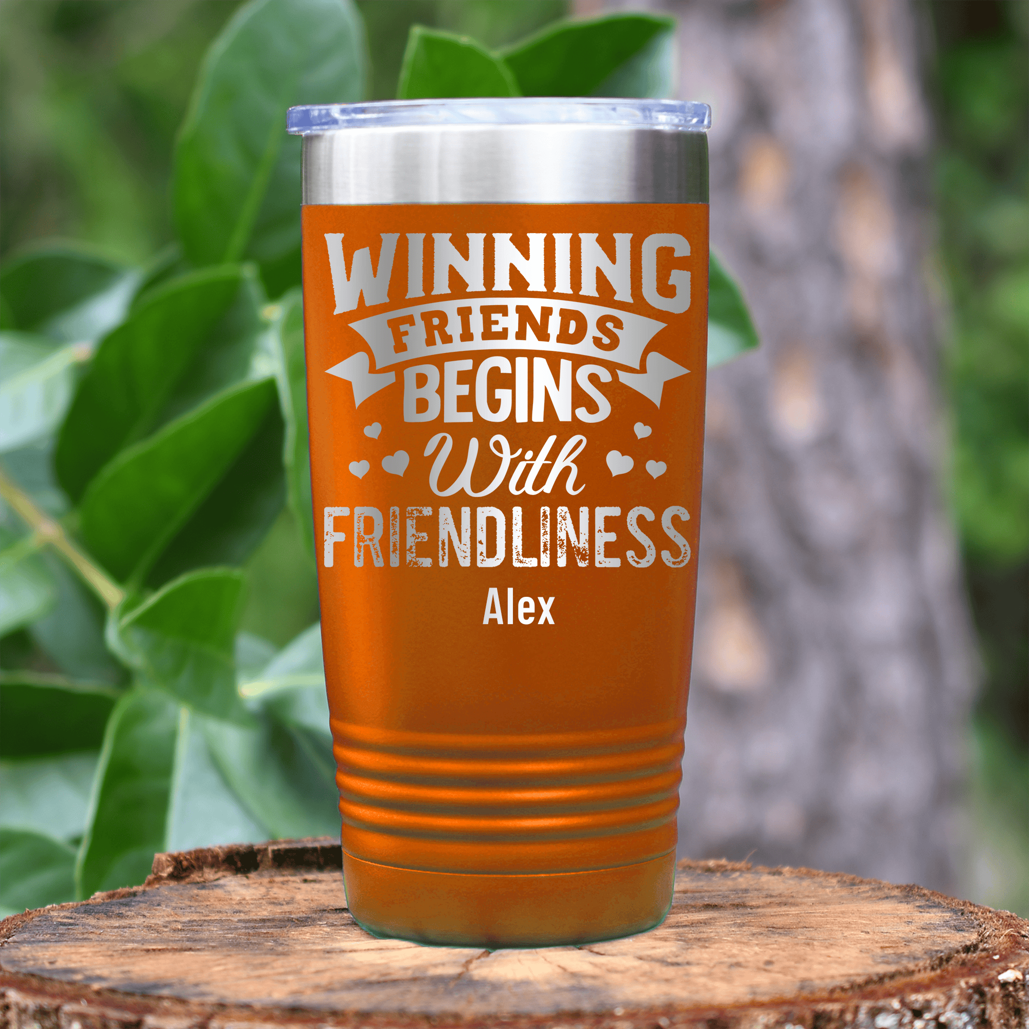 Orange Best Friend Tumbler With Friends With Friendliness Design