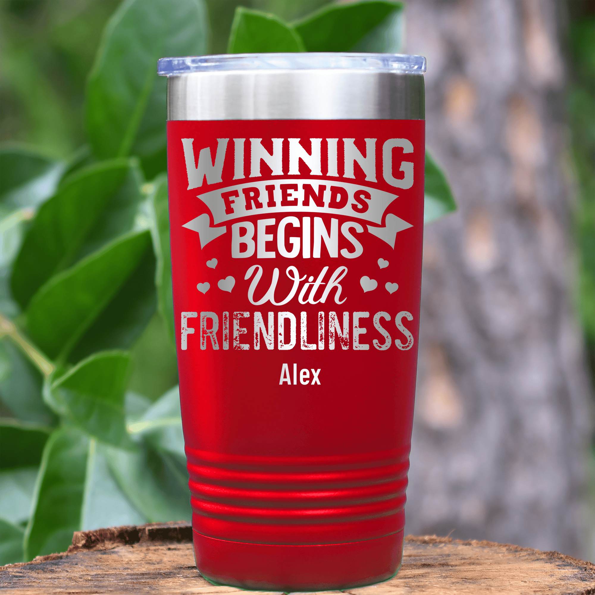 Red Best Friend Tumbler With Friends With Friendliness Design