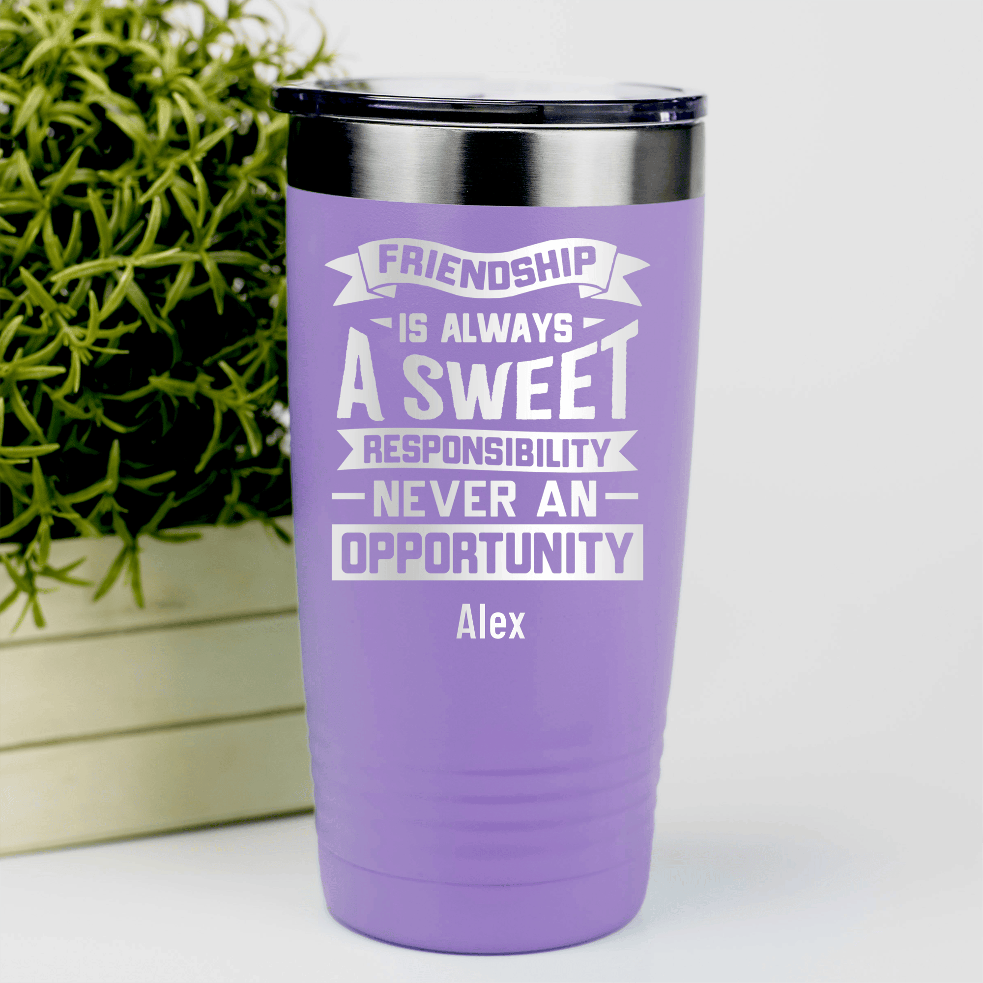 Light Purple Best Friend Tumbler With Friendship Is A Responsibility Design