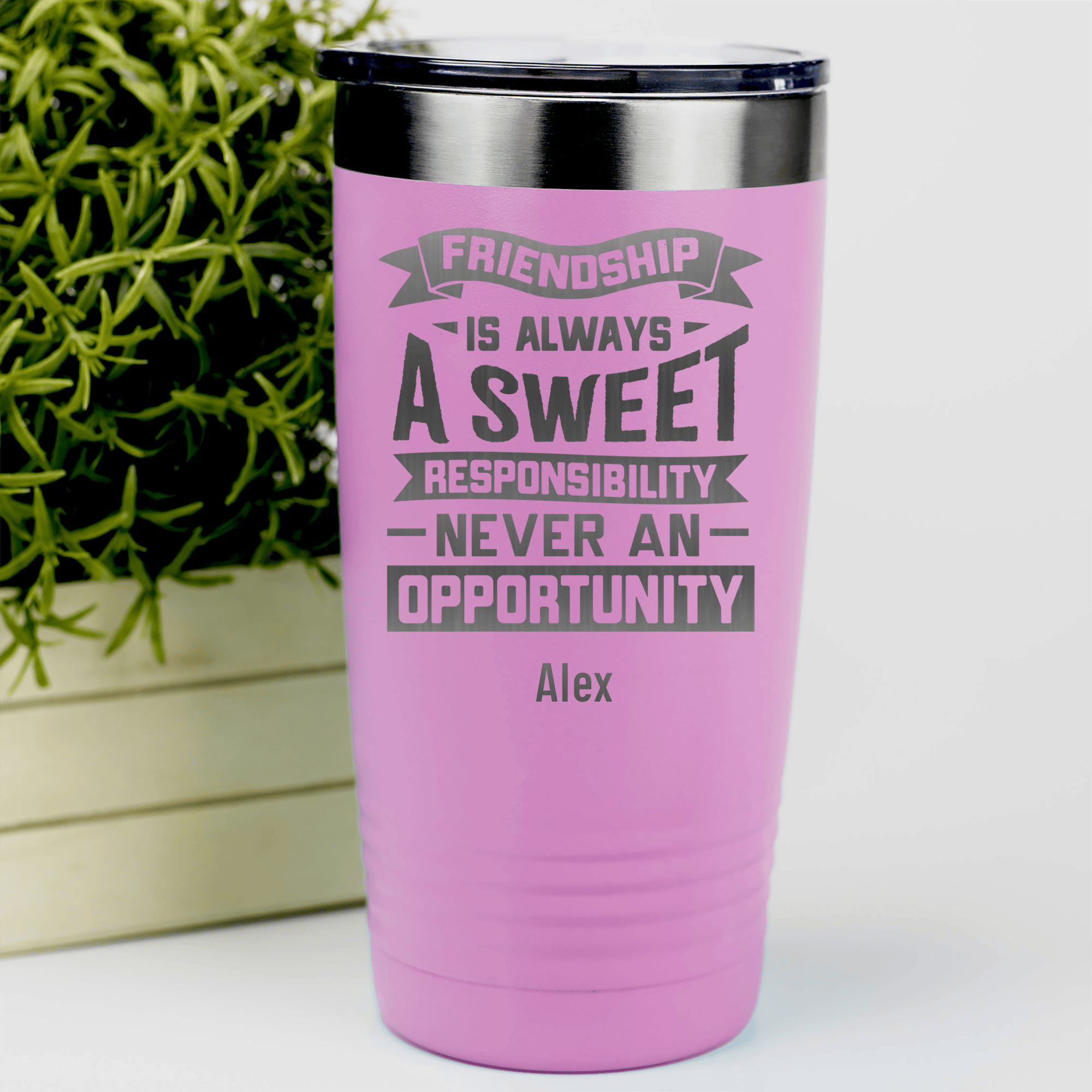 Pink Best Friend Tumbler With Friendship Is A Responsibility Design