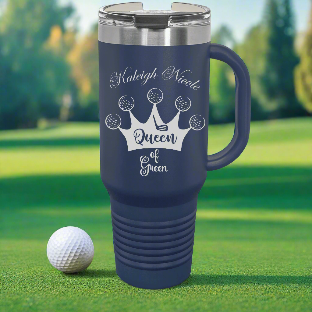 Funny Blue Personalized Queen Golf Tumbler with Handle