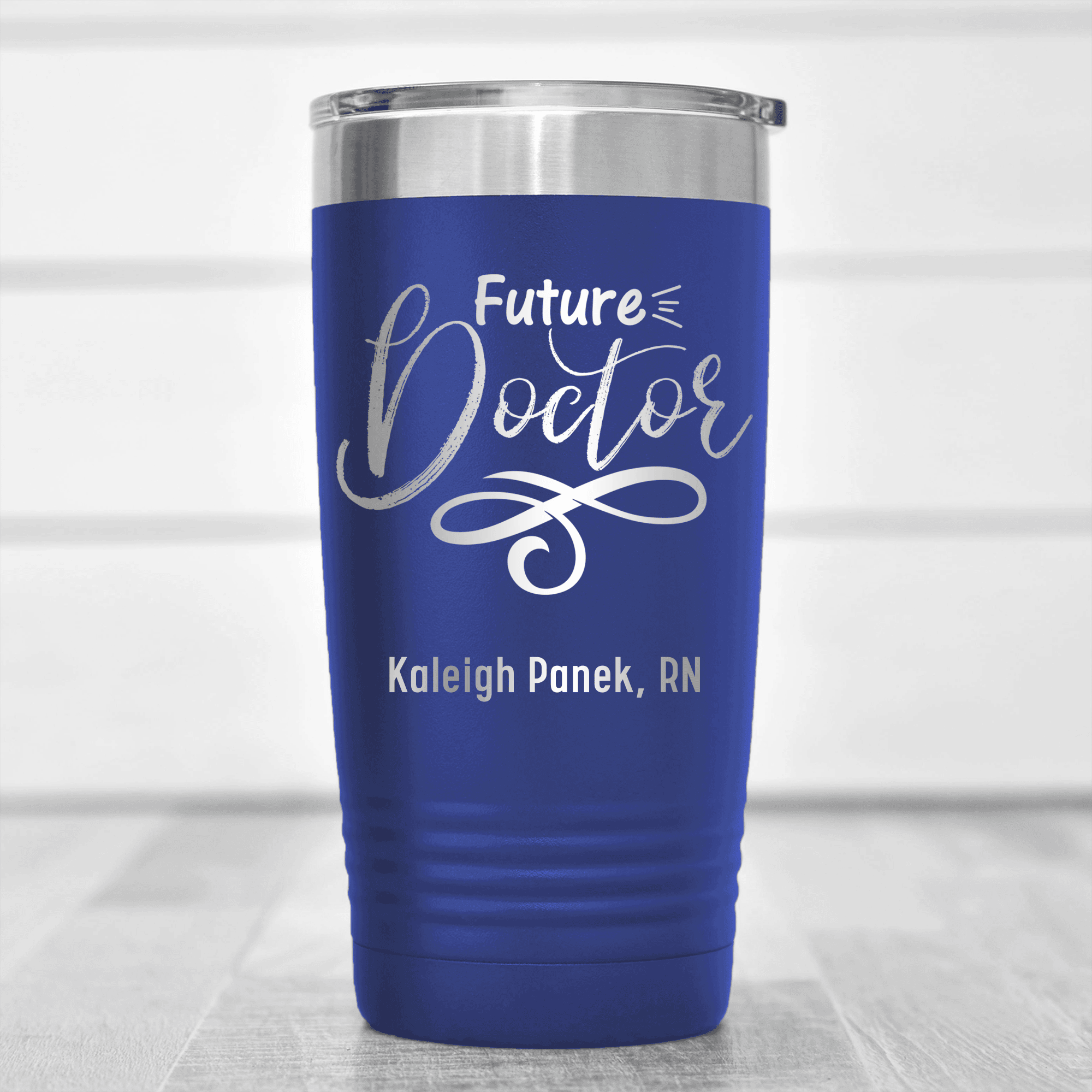 Blue Nurse Tumbler With Future Doctor Script Design