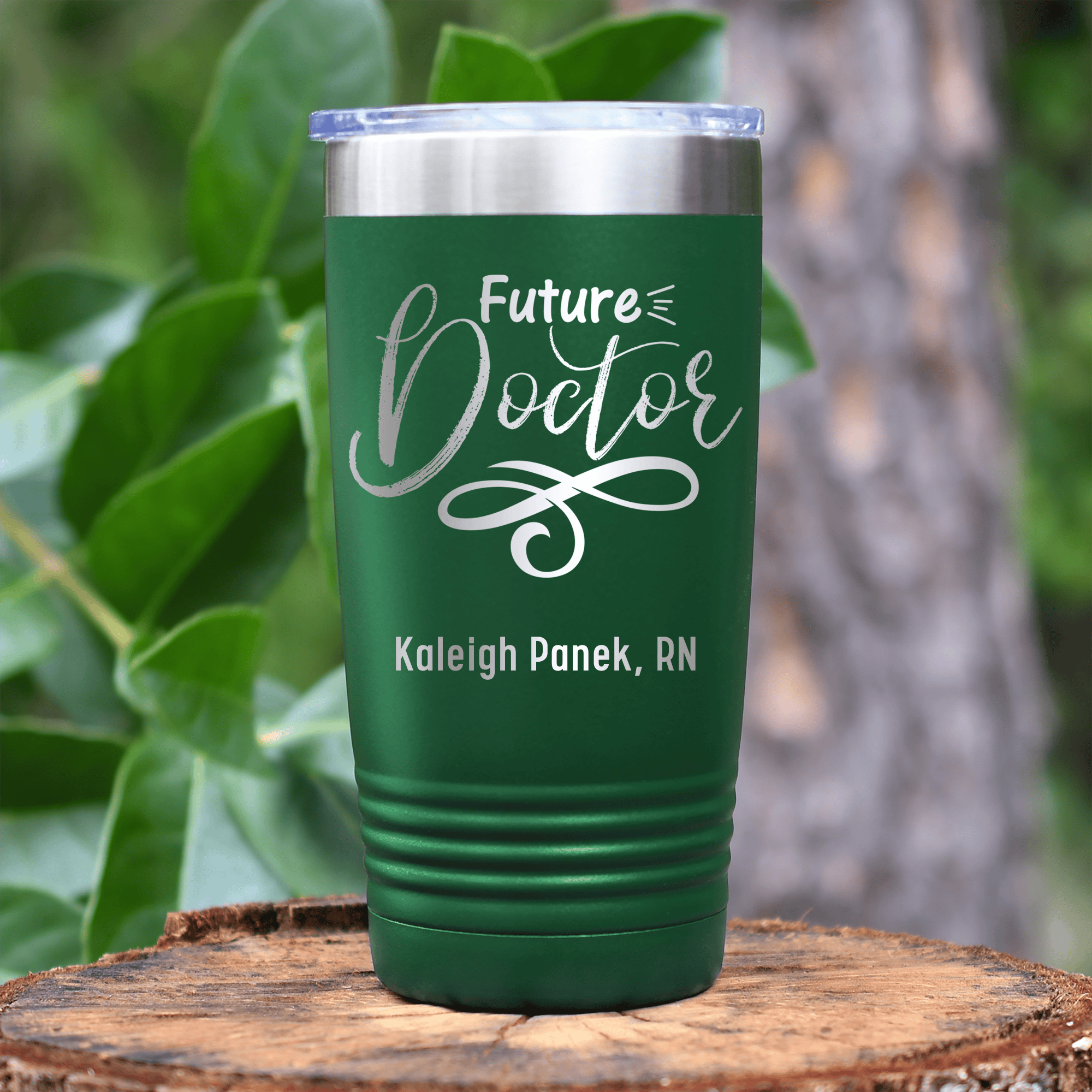 Green Nurse Tumbler With Future Doctor Script Design