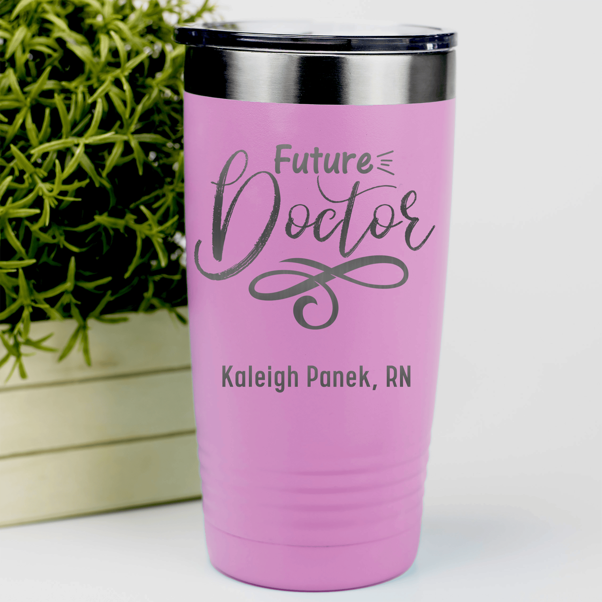 Pink Nurse Tumbler With Future Doctor Script Design