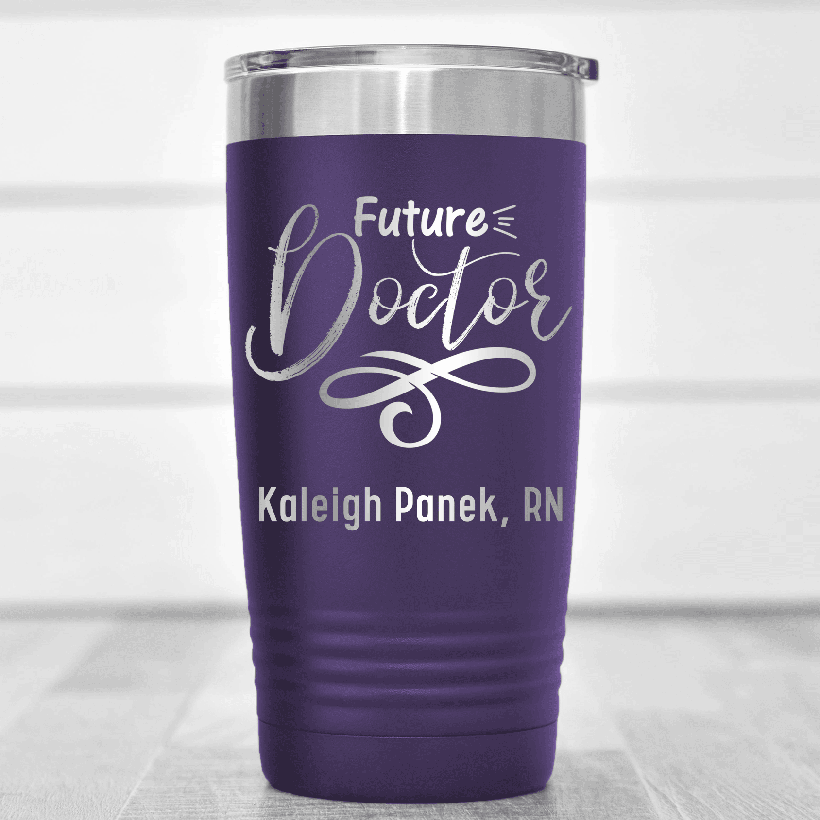 Purple Nurse Tumbler With Future Doctor Script Design