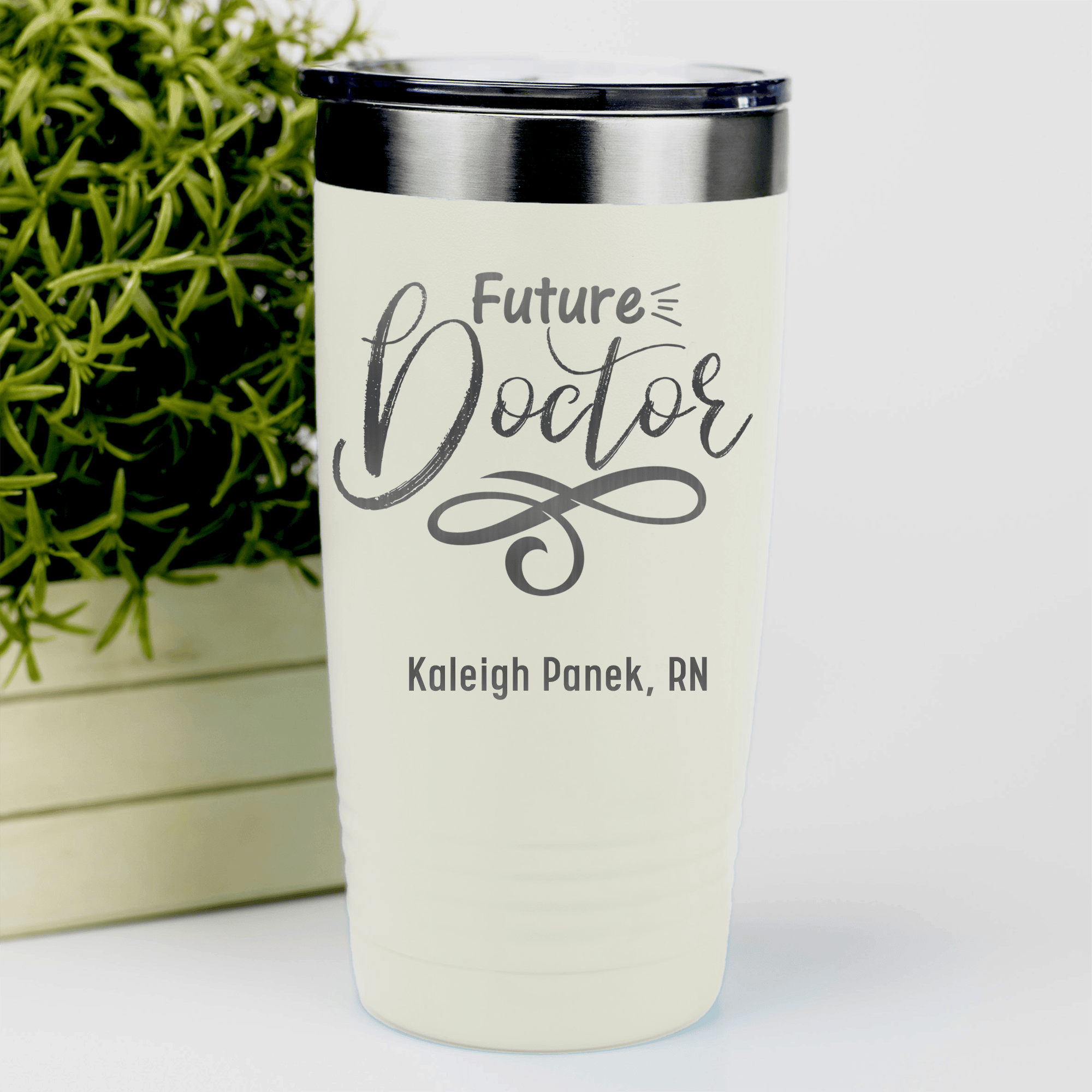 White Nurse Tumbler With Future Doctor Script Design