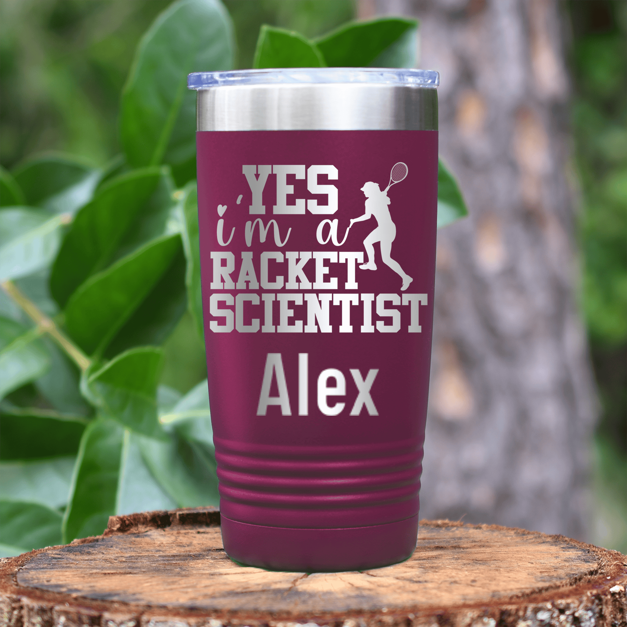 Maroon Tennis For Her Tumbler With Girl Tennis Scientist Design