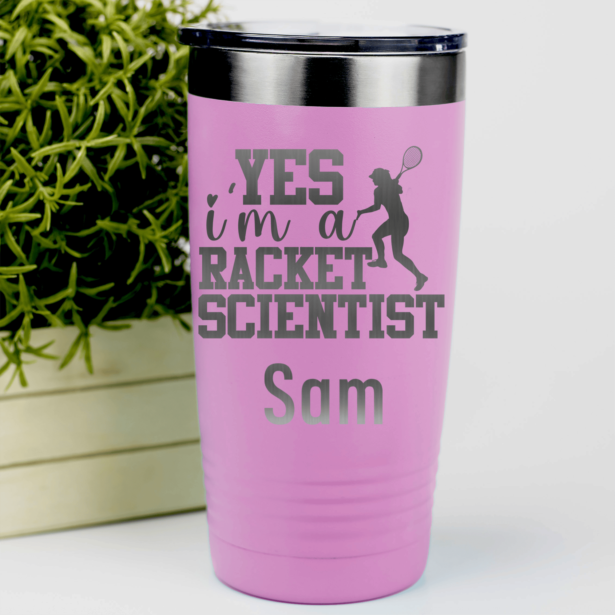 Pink Tennis For Her Tumbler With Girl Tennis Scientist Design