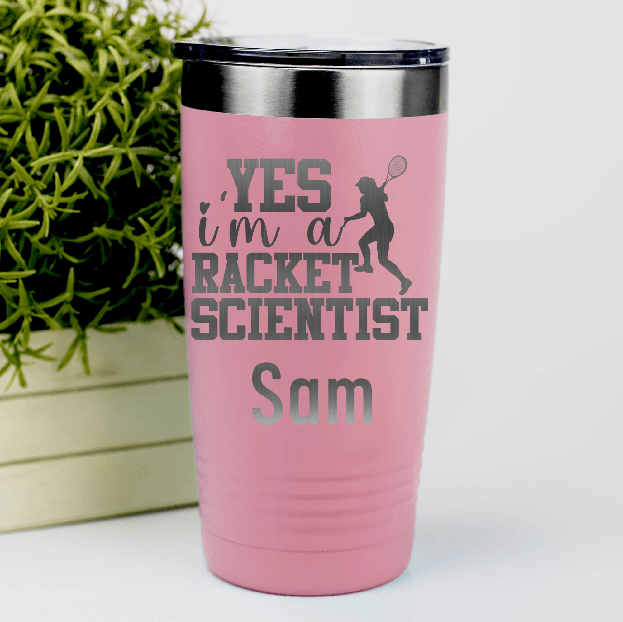 Salmon Tennis For Her Tumbler With Girl Tennis Scientist Design