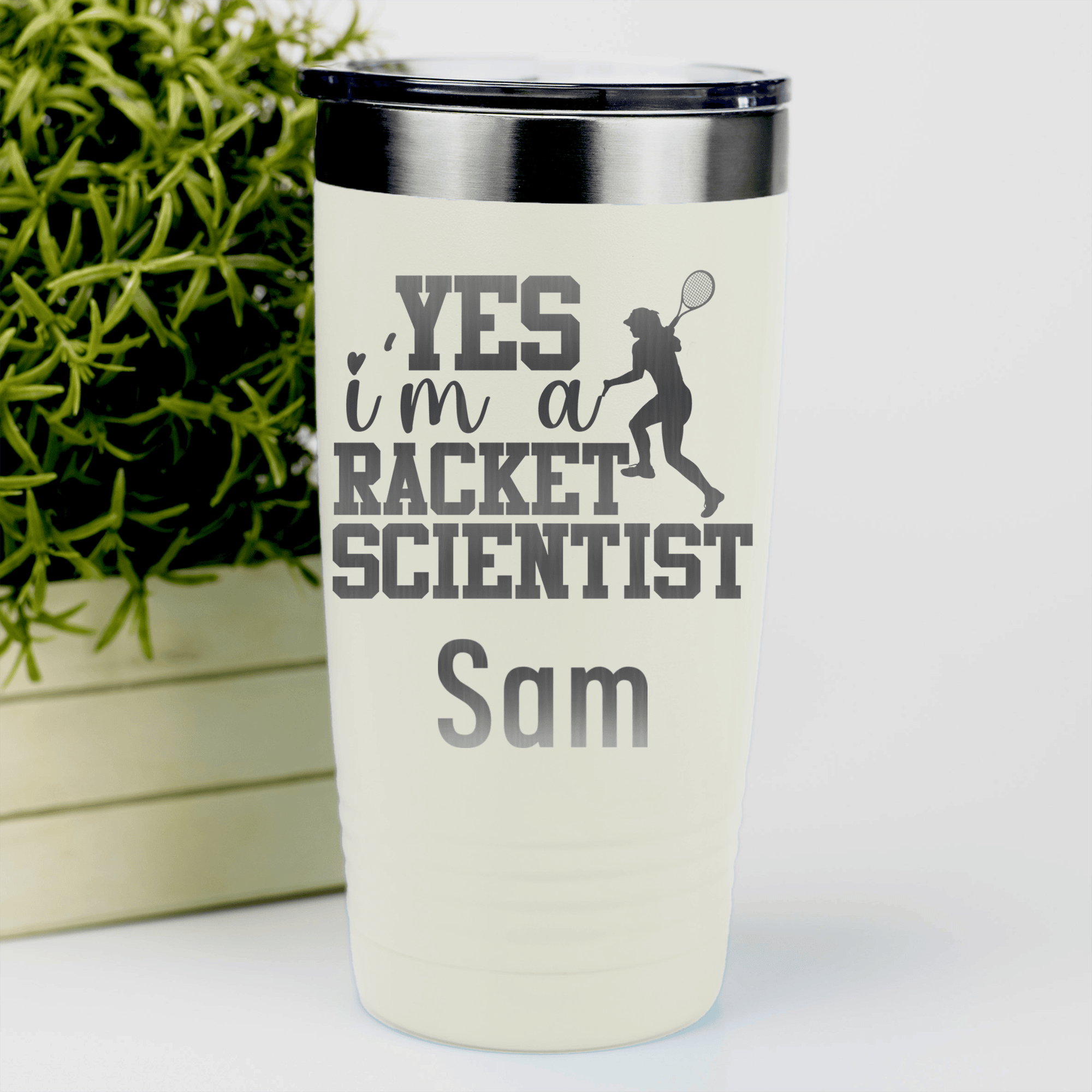 White Tennis For Her Tumbler With Girl Tennis Scientist Design