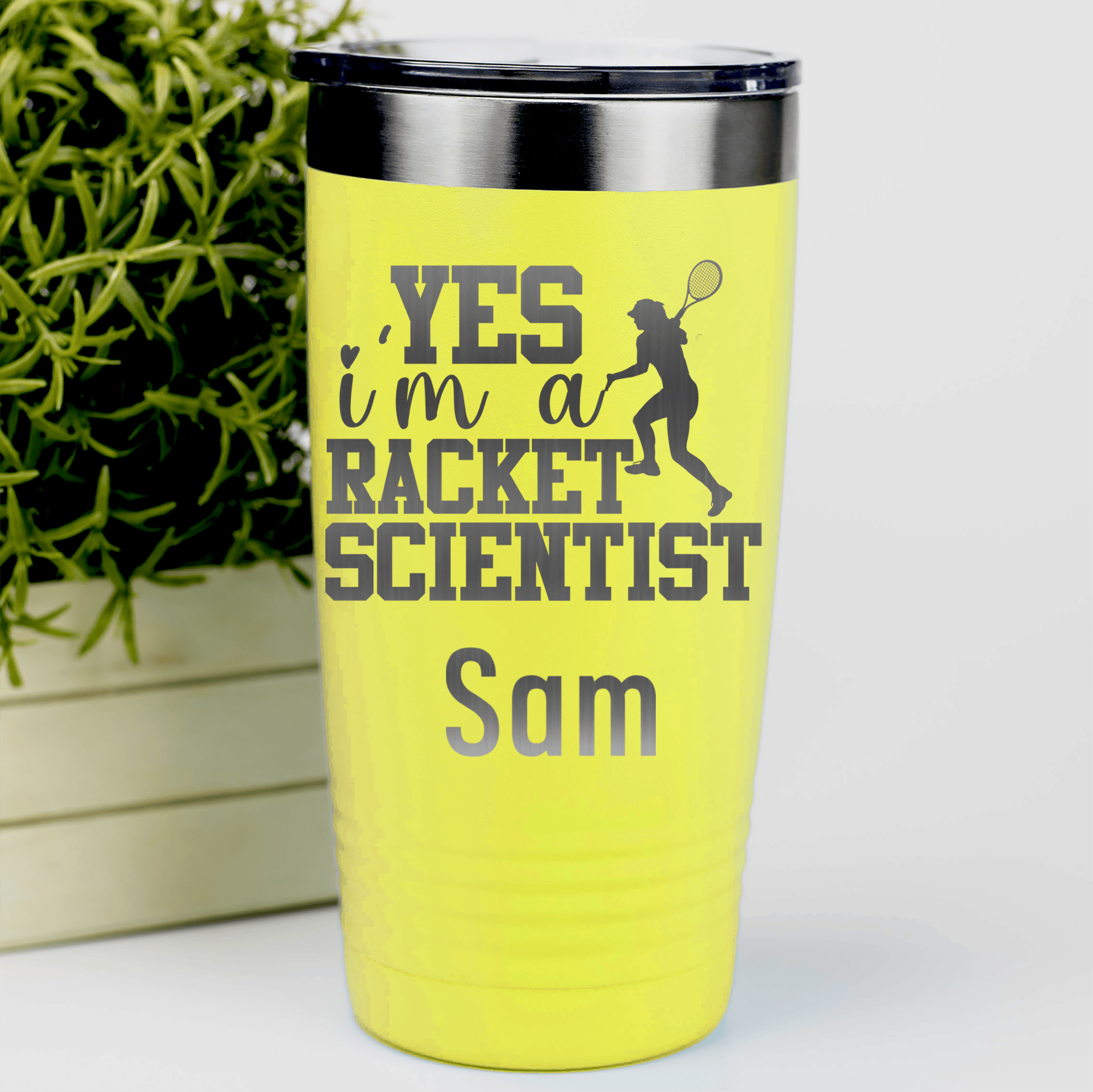 Yellow Tennis For Her Tumbler With Girl Tennis Scientist Design