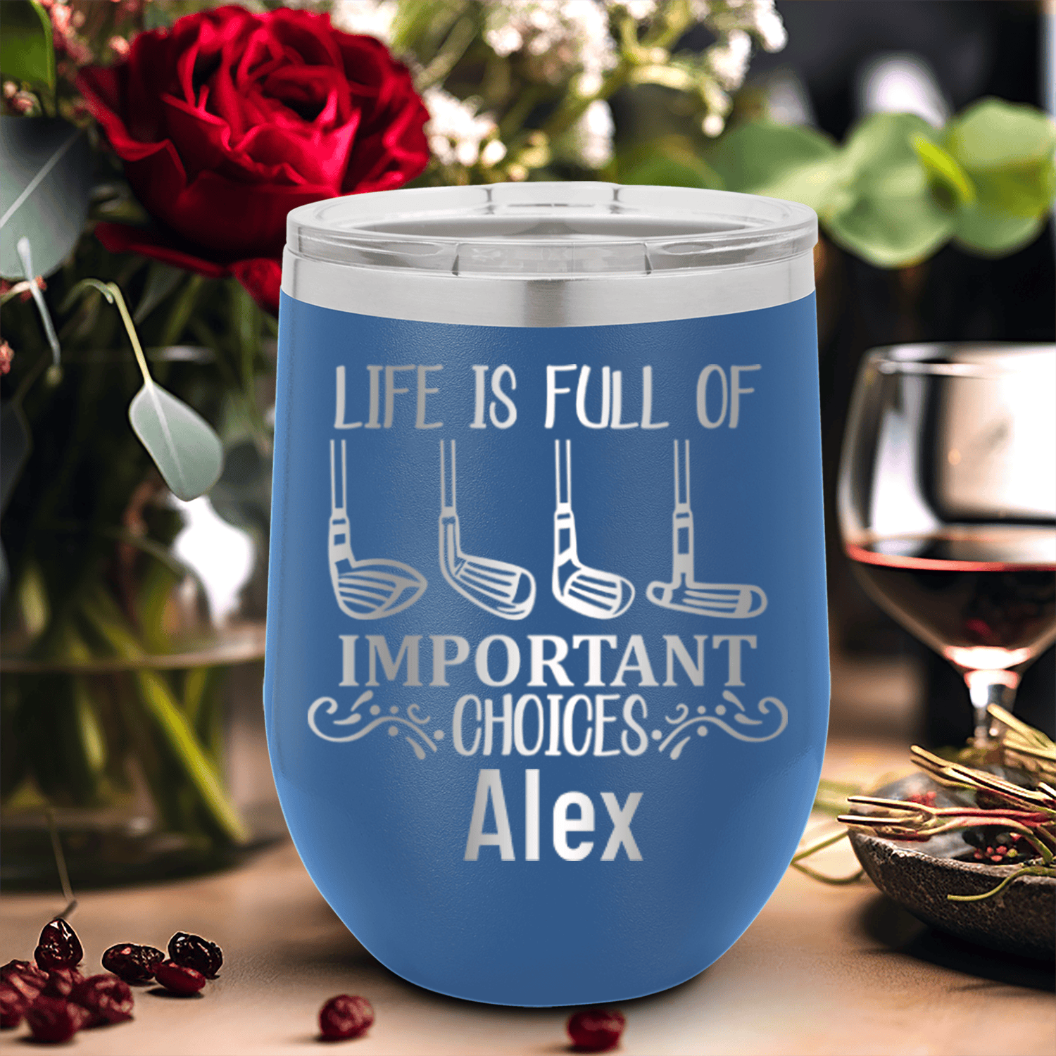 Blue Golf Gifts For Her Wine Tumbler With Girls Have Choices Design