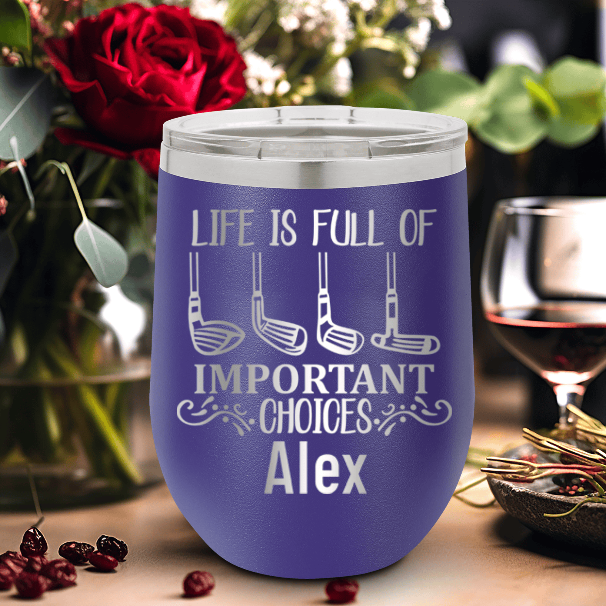 Purple Golf Gifts For Her Wine Tumbler With Girls Have Choices Design