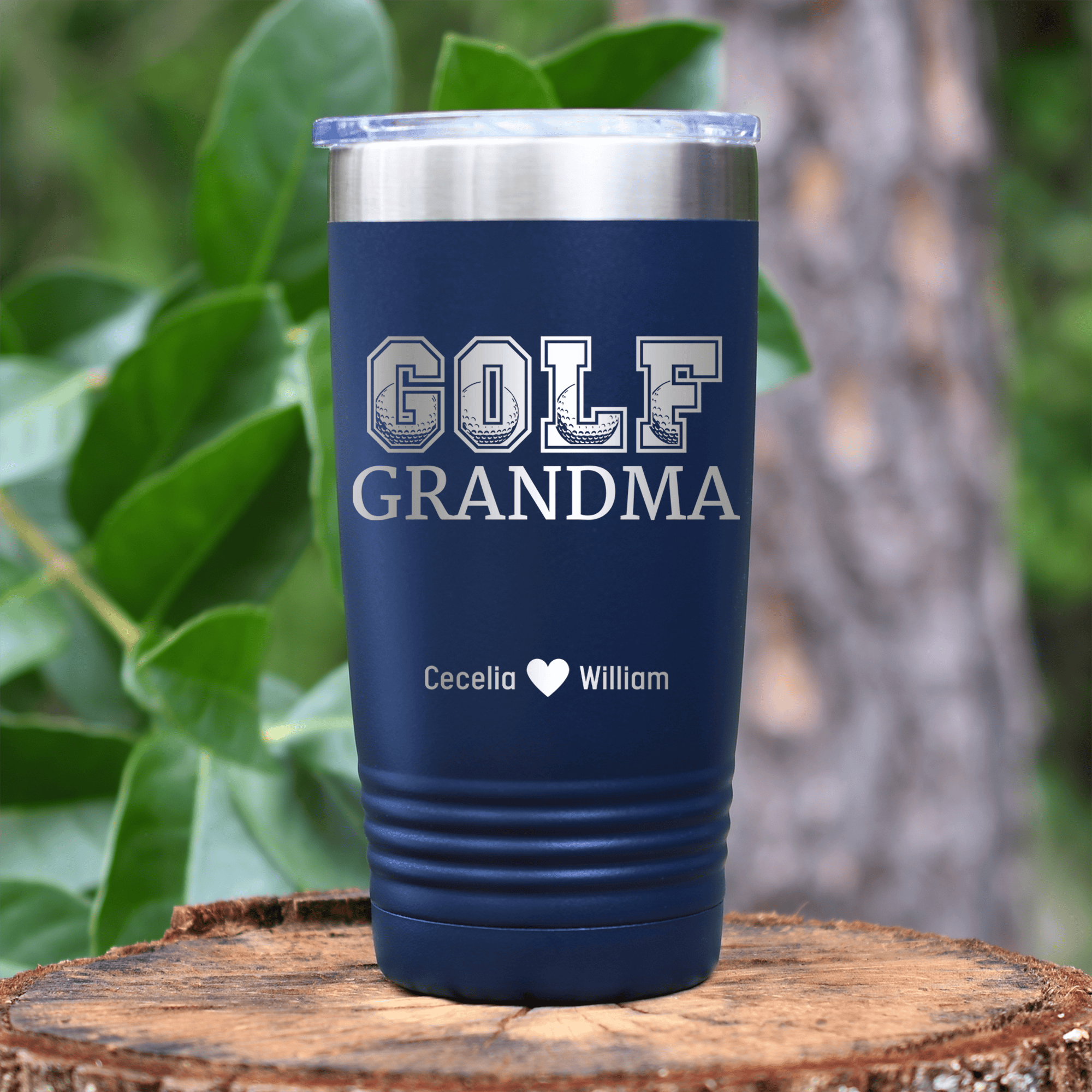 Navy Golf Mom Tumbler With Golf Grandma Design