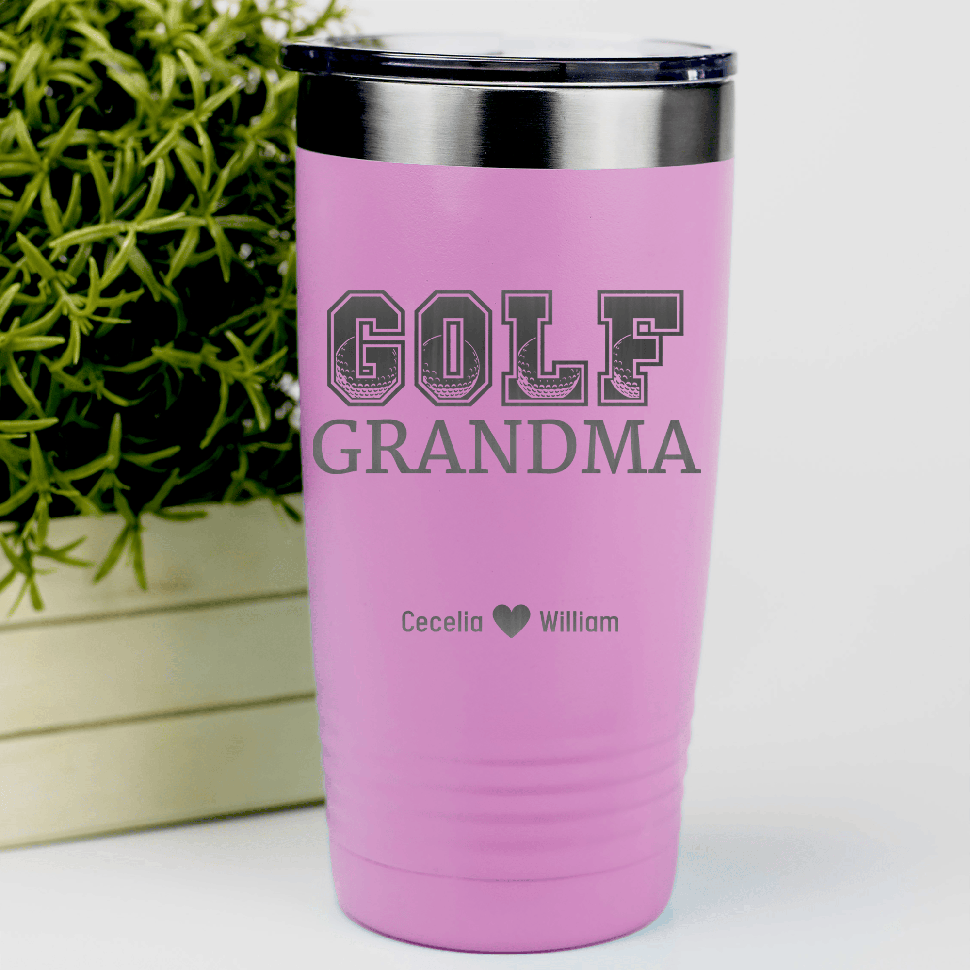 Pink Golf Mom Tumbler With Golf Grandma Design