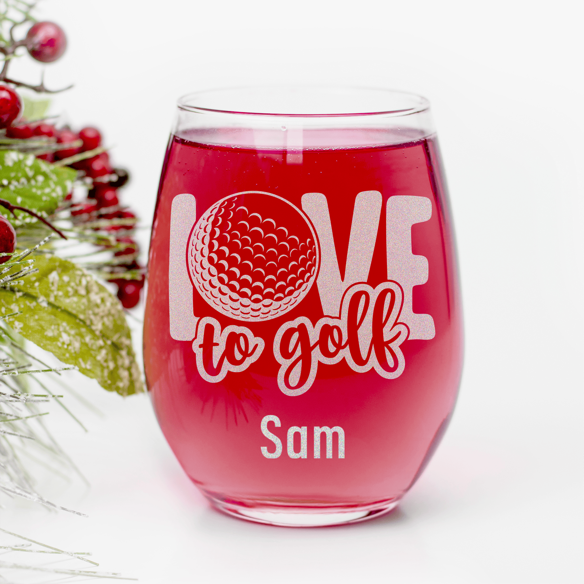 Golf Is Love Stemless Wine Glass