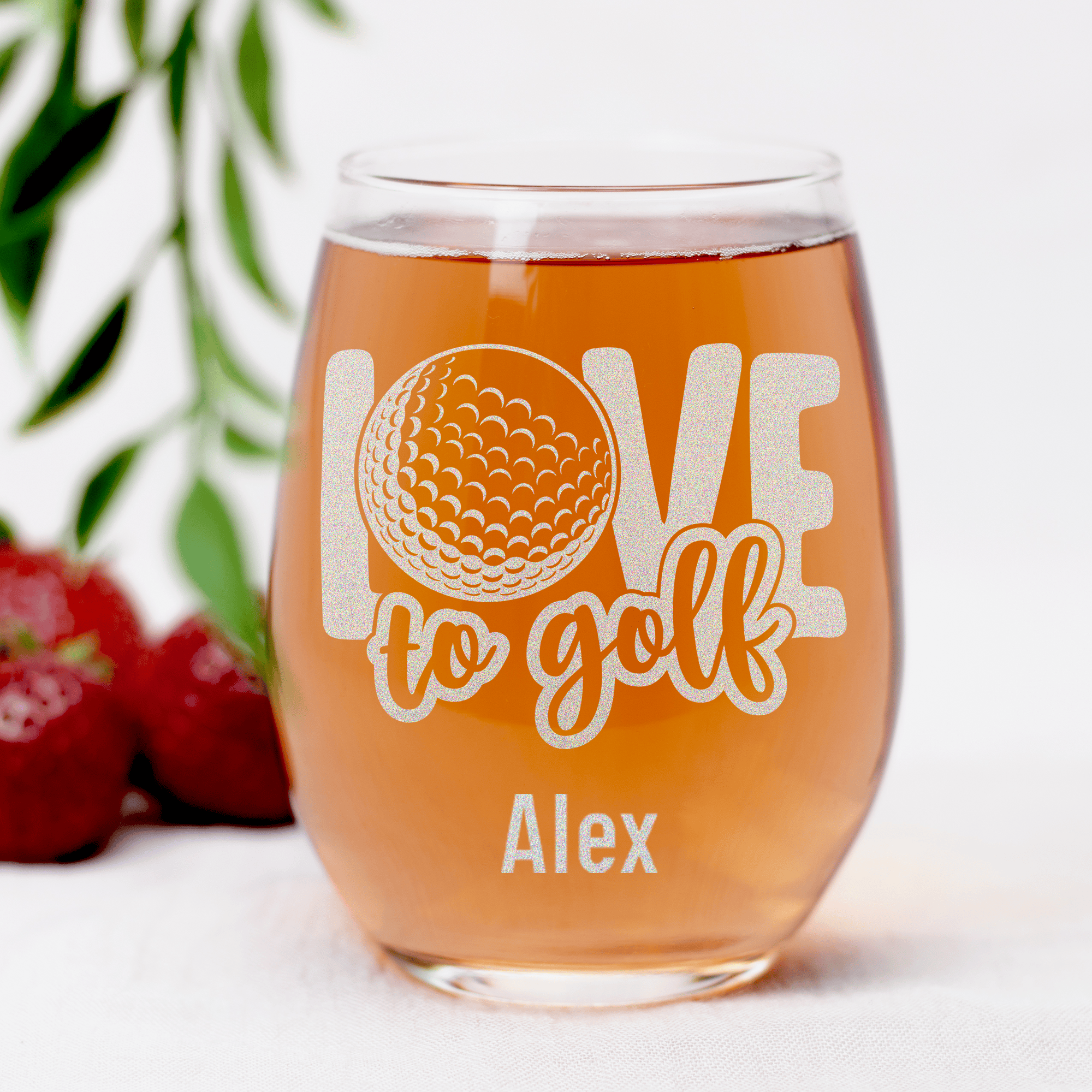 Golf Is Love Stemless Wine Glass