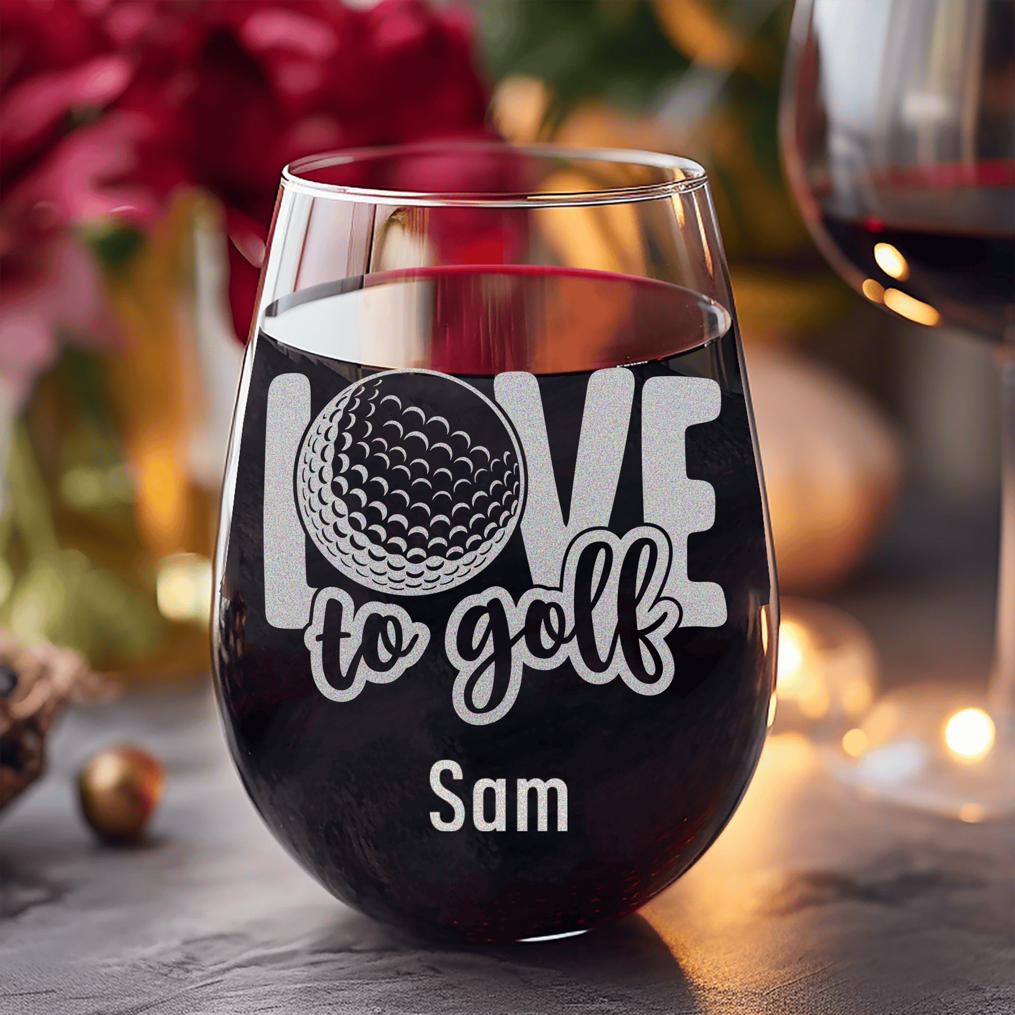 Golf Is Love Stemless Wine Glass