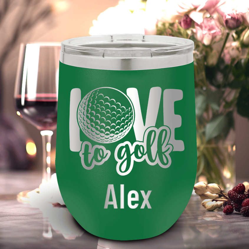 Green Golf Gifts For Her Wine Tumbler With Golf Is Love Design