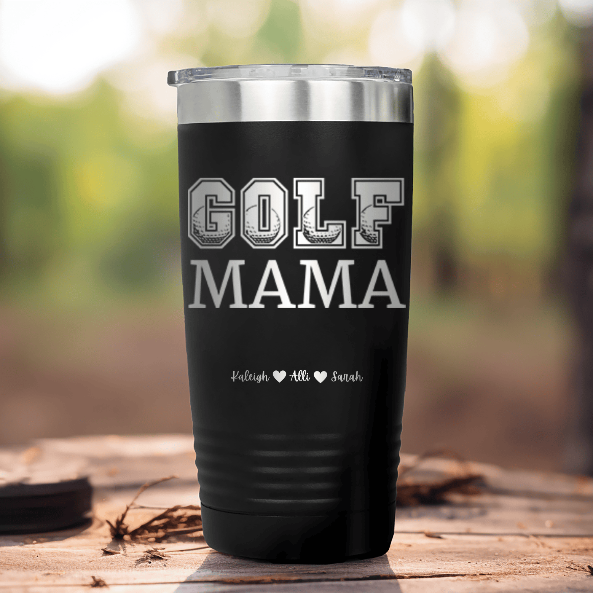 Black Golf Mom Tumbler With Golf Mama Design