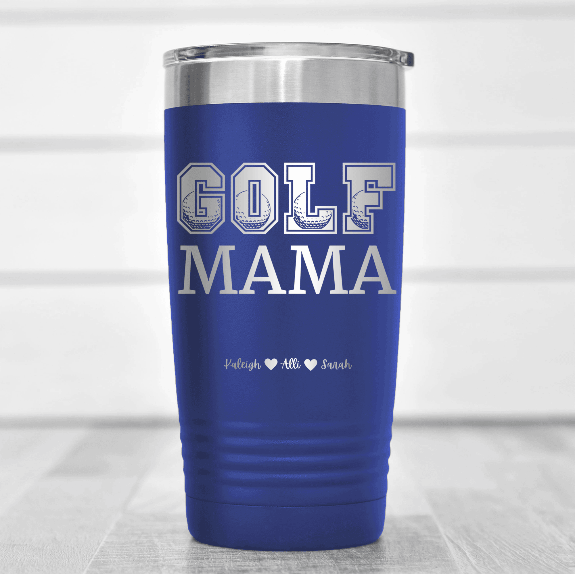 Blue Golf Mom Tumbler With Golf Mama Design