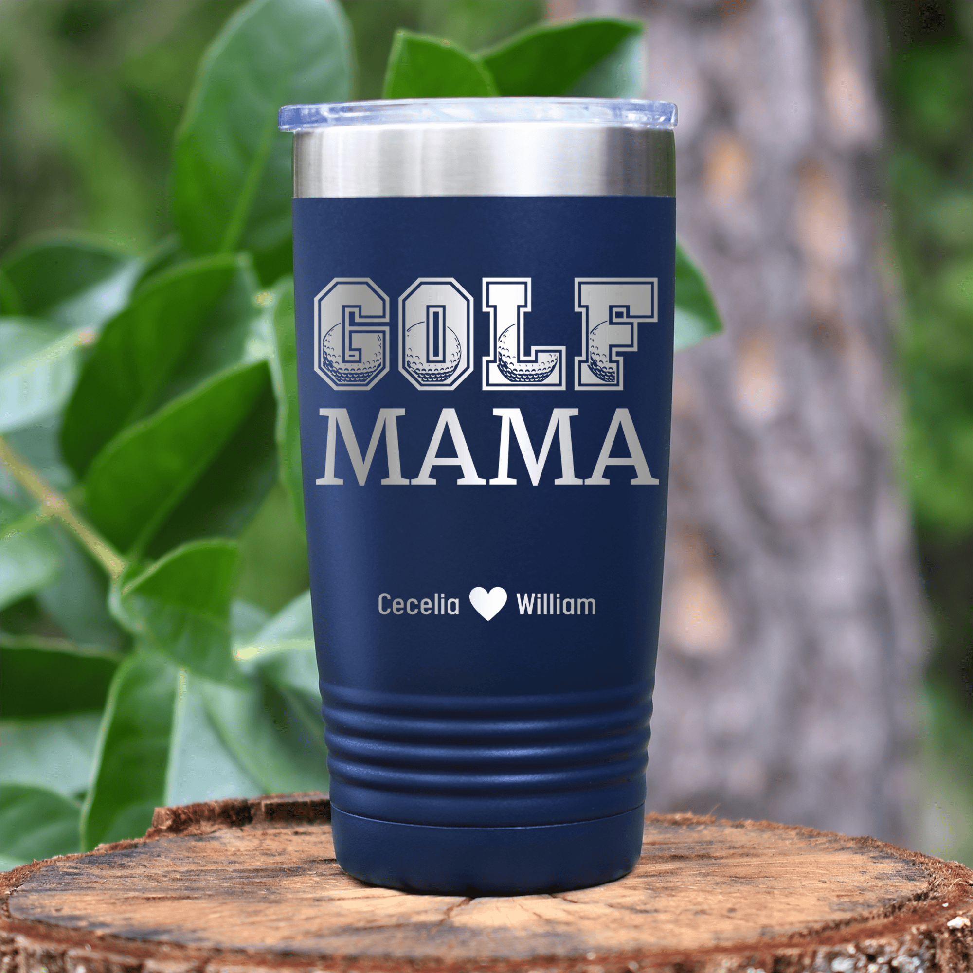 Navy Golf Mom Tumbler With Golf Mama Design