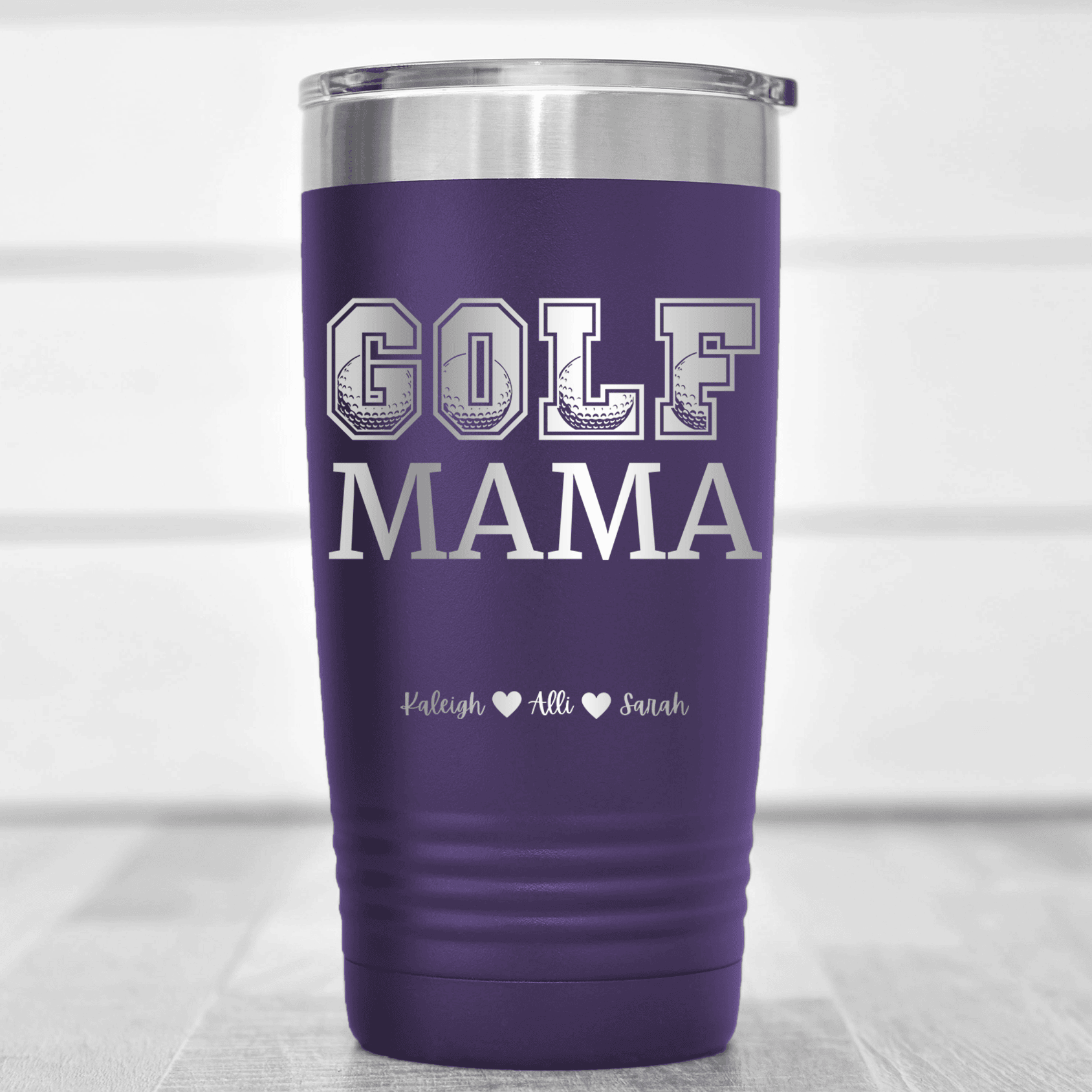 Purple Golf Mom Tumbler With Golf Mama Design