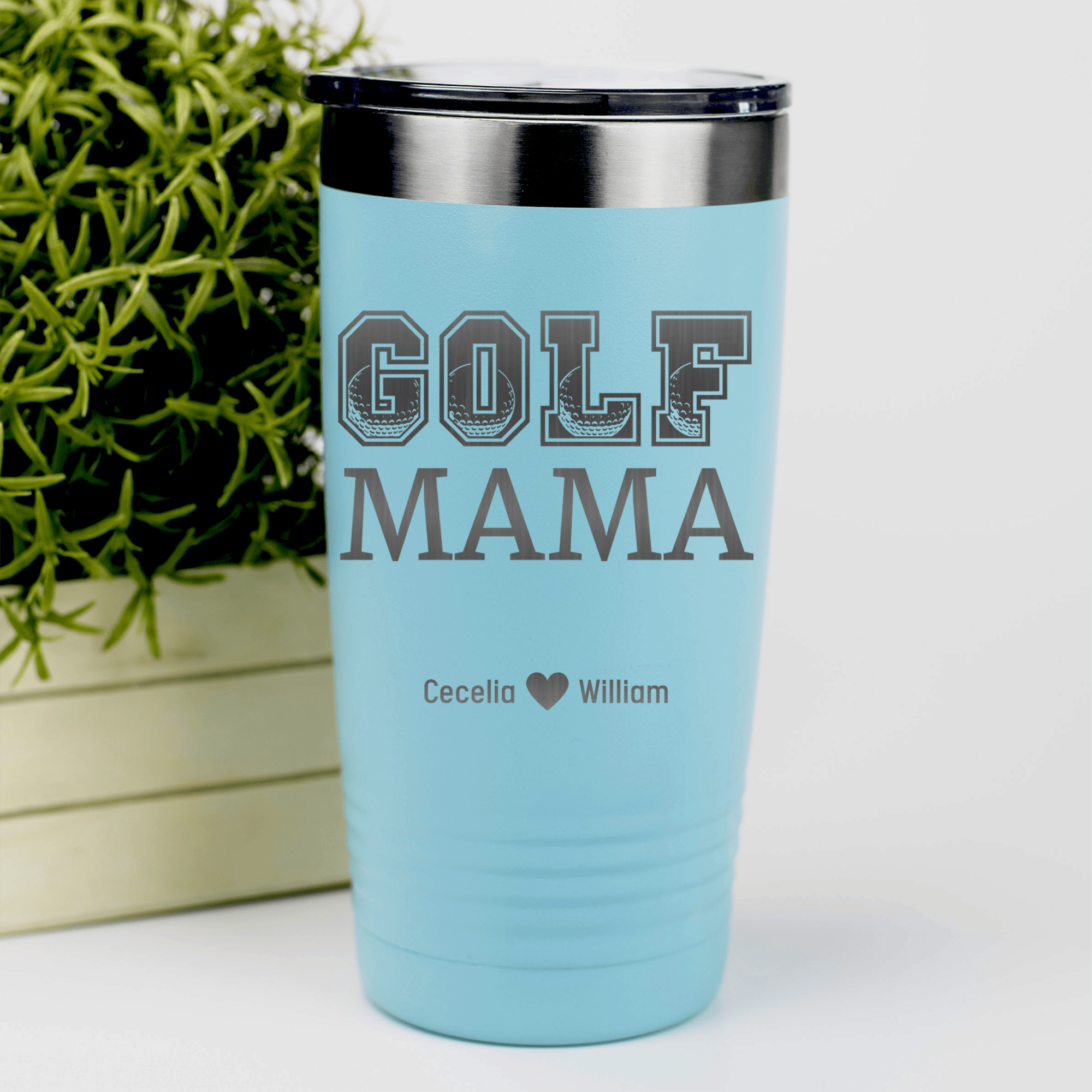 Teal Golf Mom Tumbler With Golf Mama Design