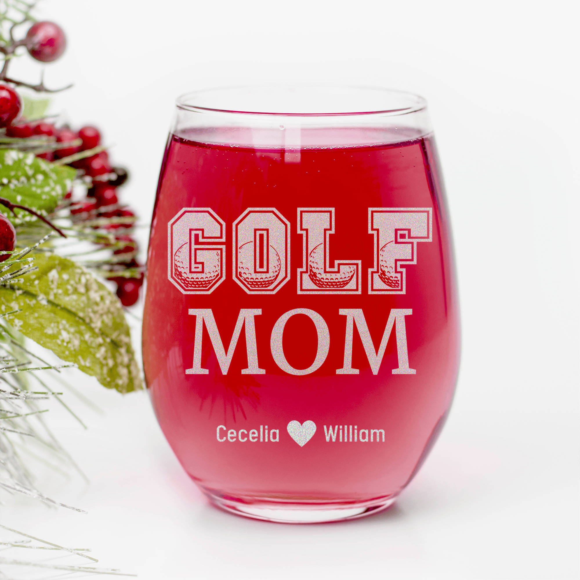 Golf Mom Stemless Wine Glass