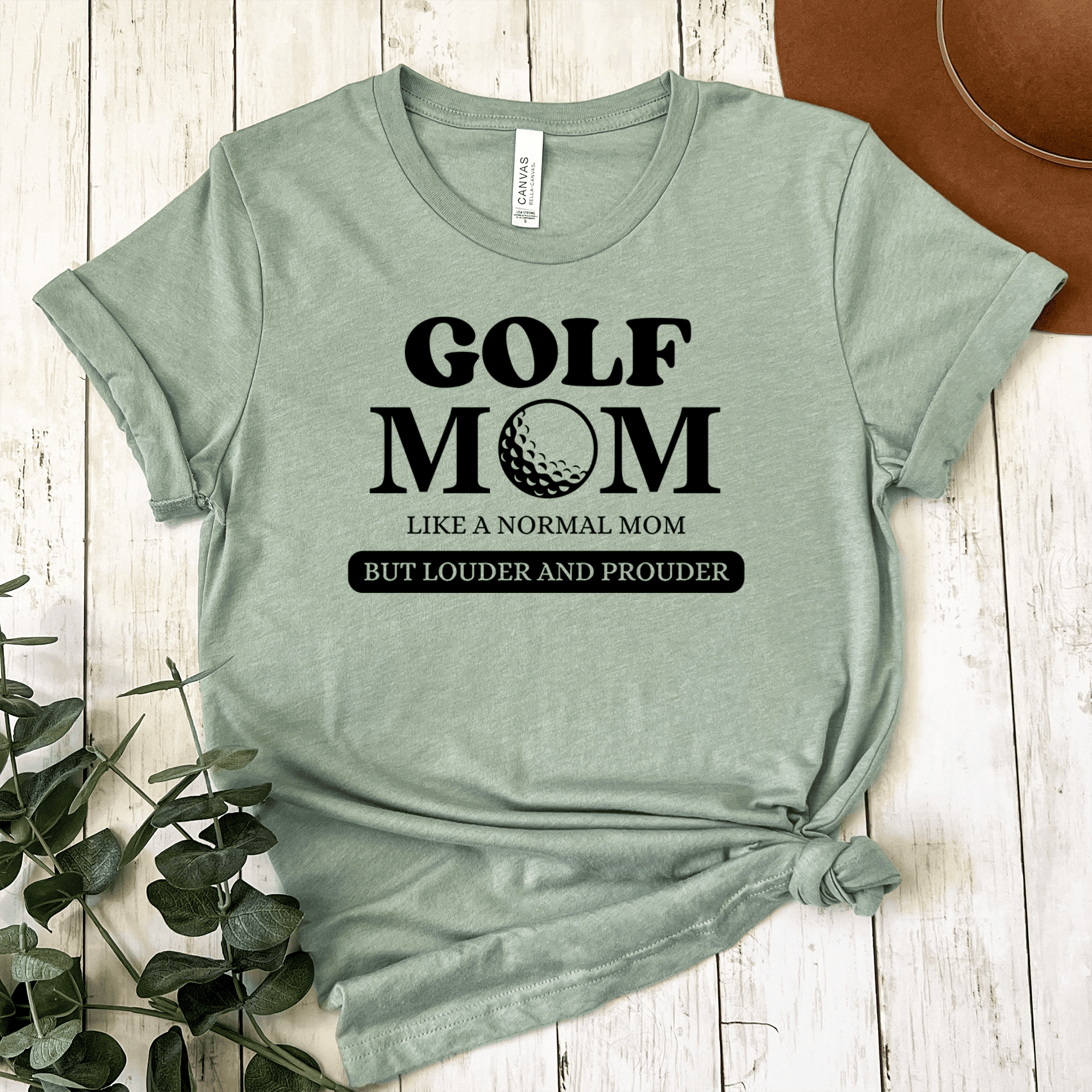 Womens Light Green T Shirt with Golf-Moms-Are-Loud-And-Proud design