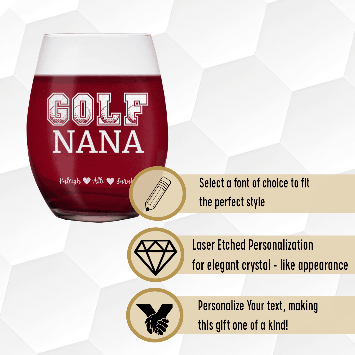 Golf Nana Stemless Wine Glass