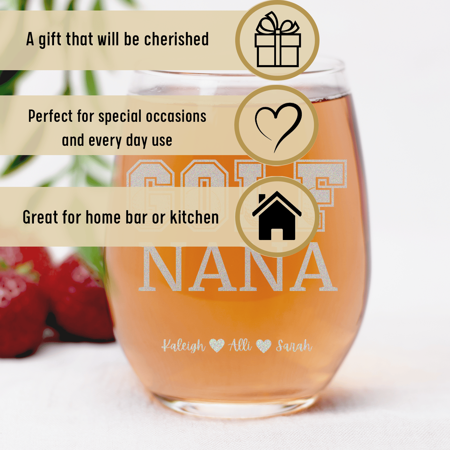 Golf Nana Stemless Wine Glass