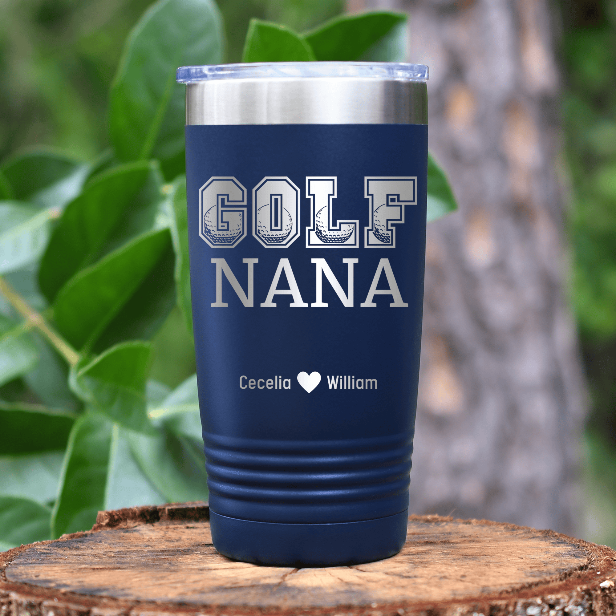 Navy Golf Mom Tumbler With Golf Nana Design