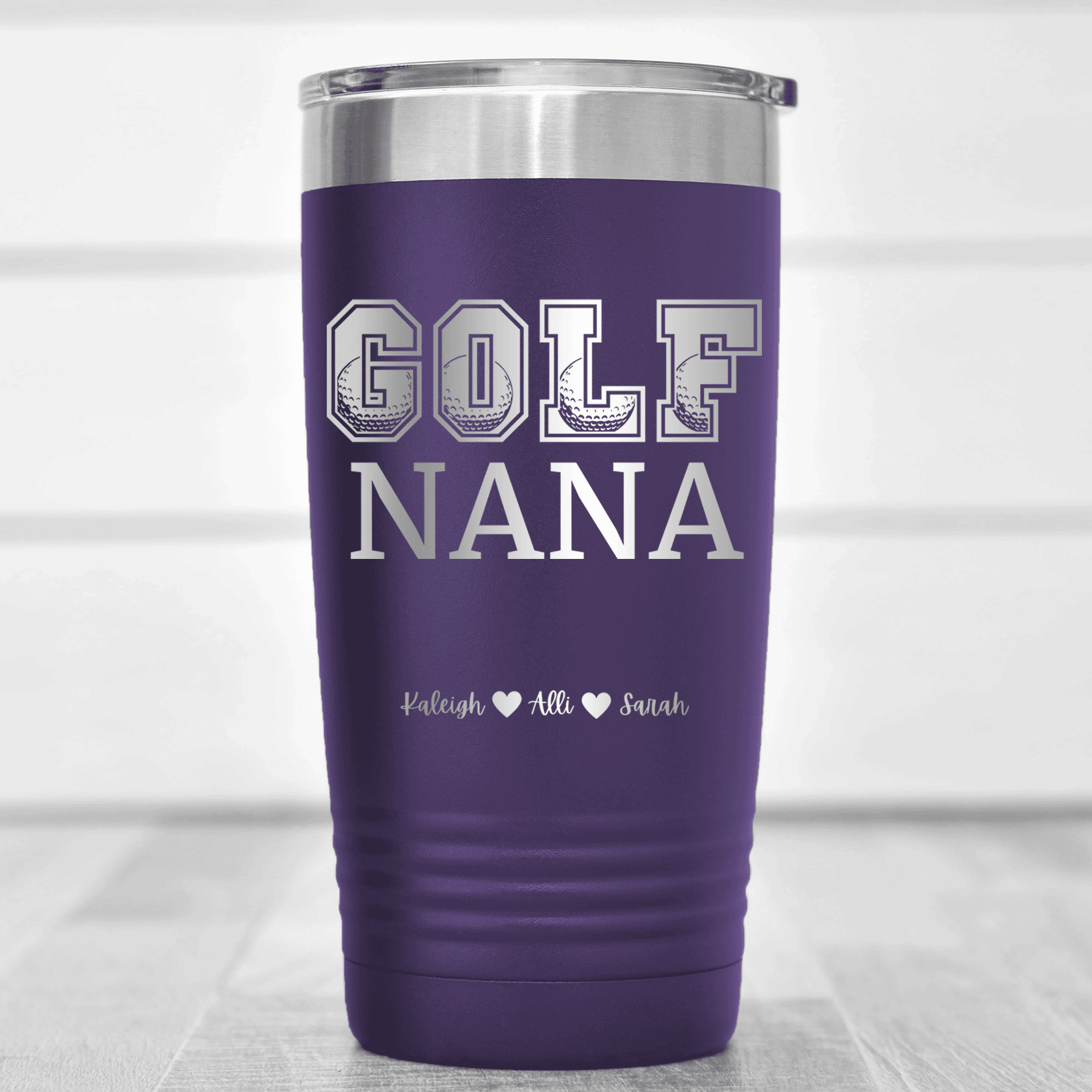 Purple Golf Mom Tumbler With Golf Nana Design