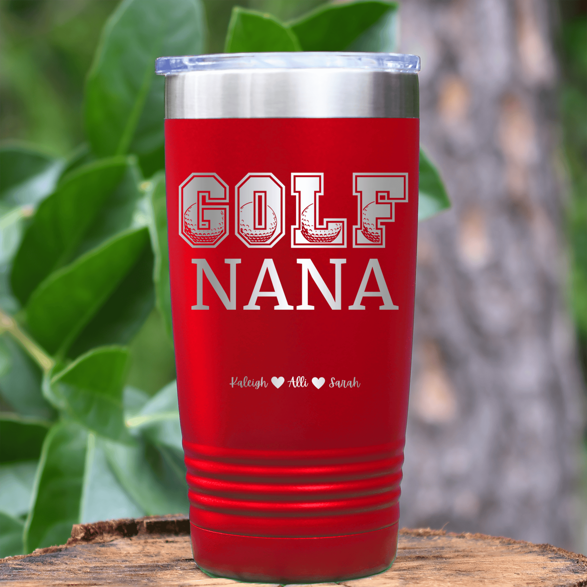 Red Golf Mom Tumbler With Golf Nana Design