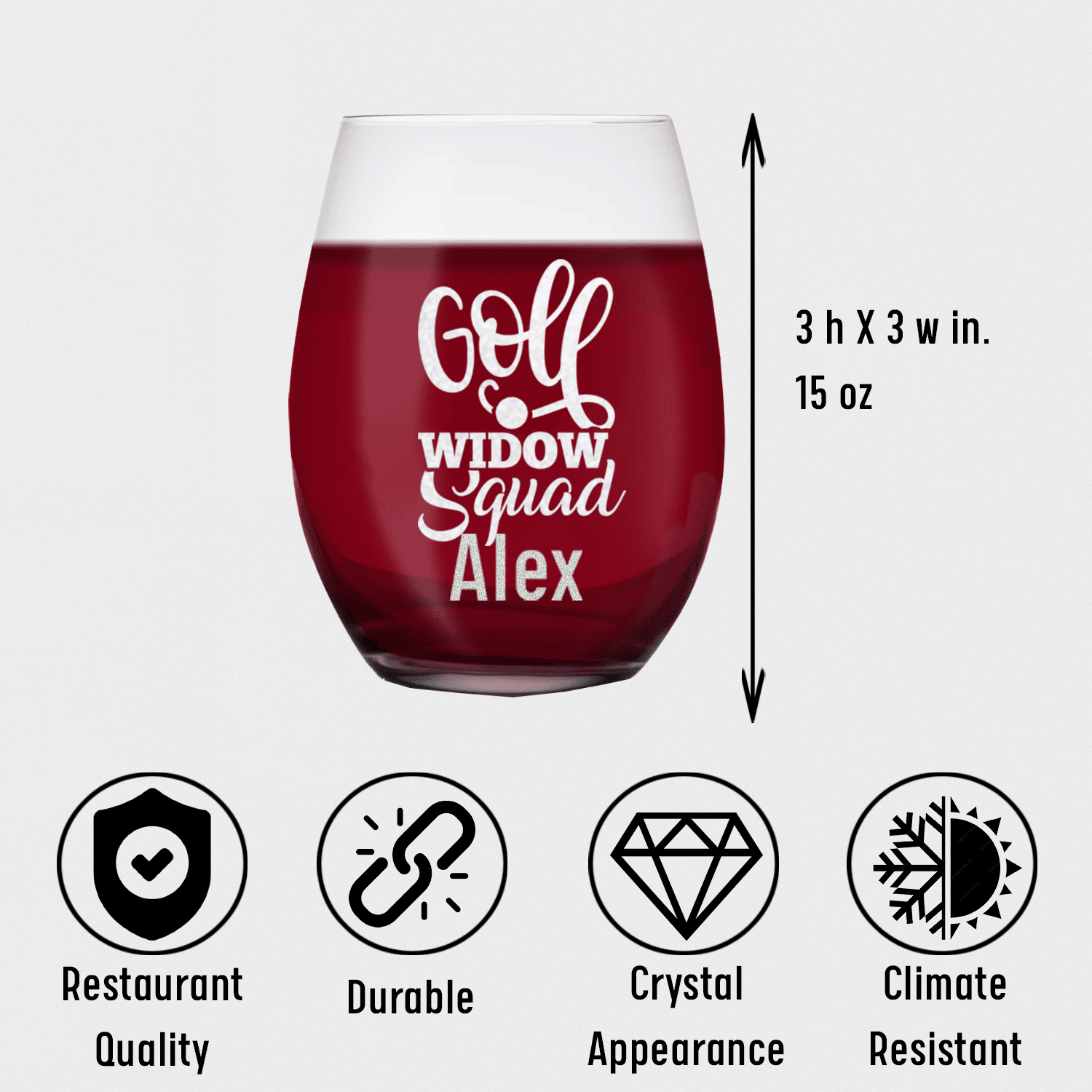 Golf Widow Squad Stemless Wine Glass