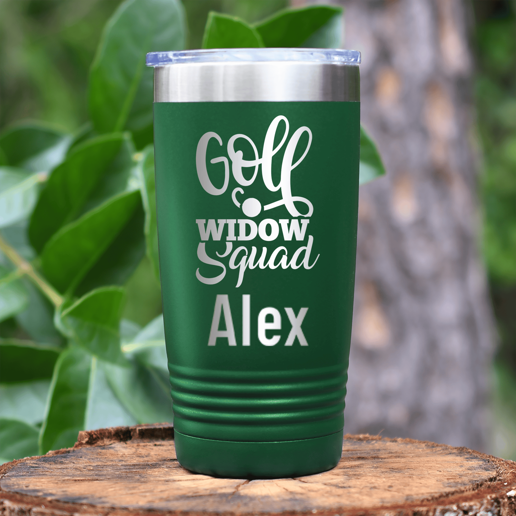 Green Golf Gifts For Her Tumbler With Golf Widow Squad Design