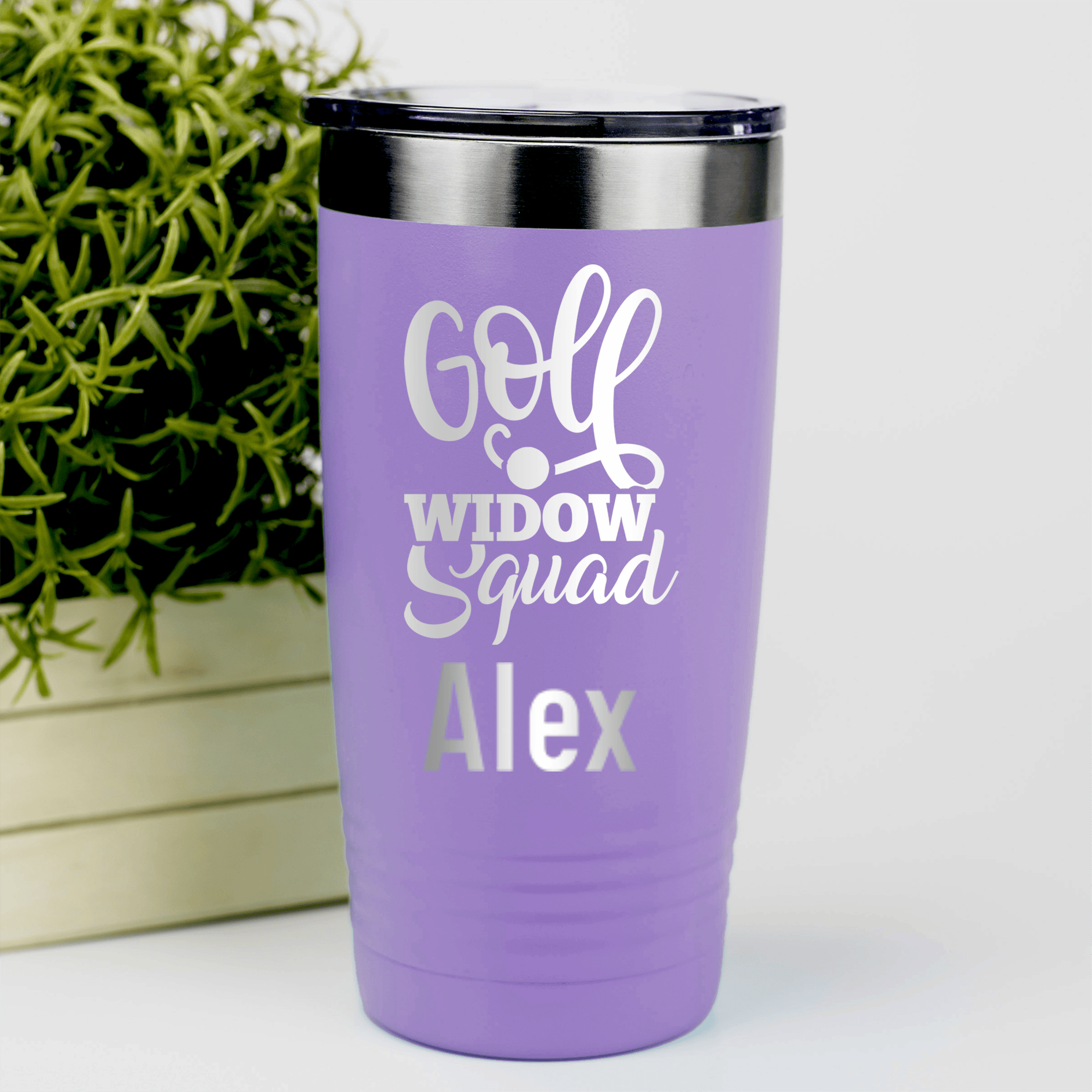 Light Purple Golf Gifts For Her Tumbler With Golf Widow Squad Design