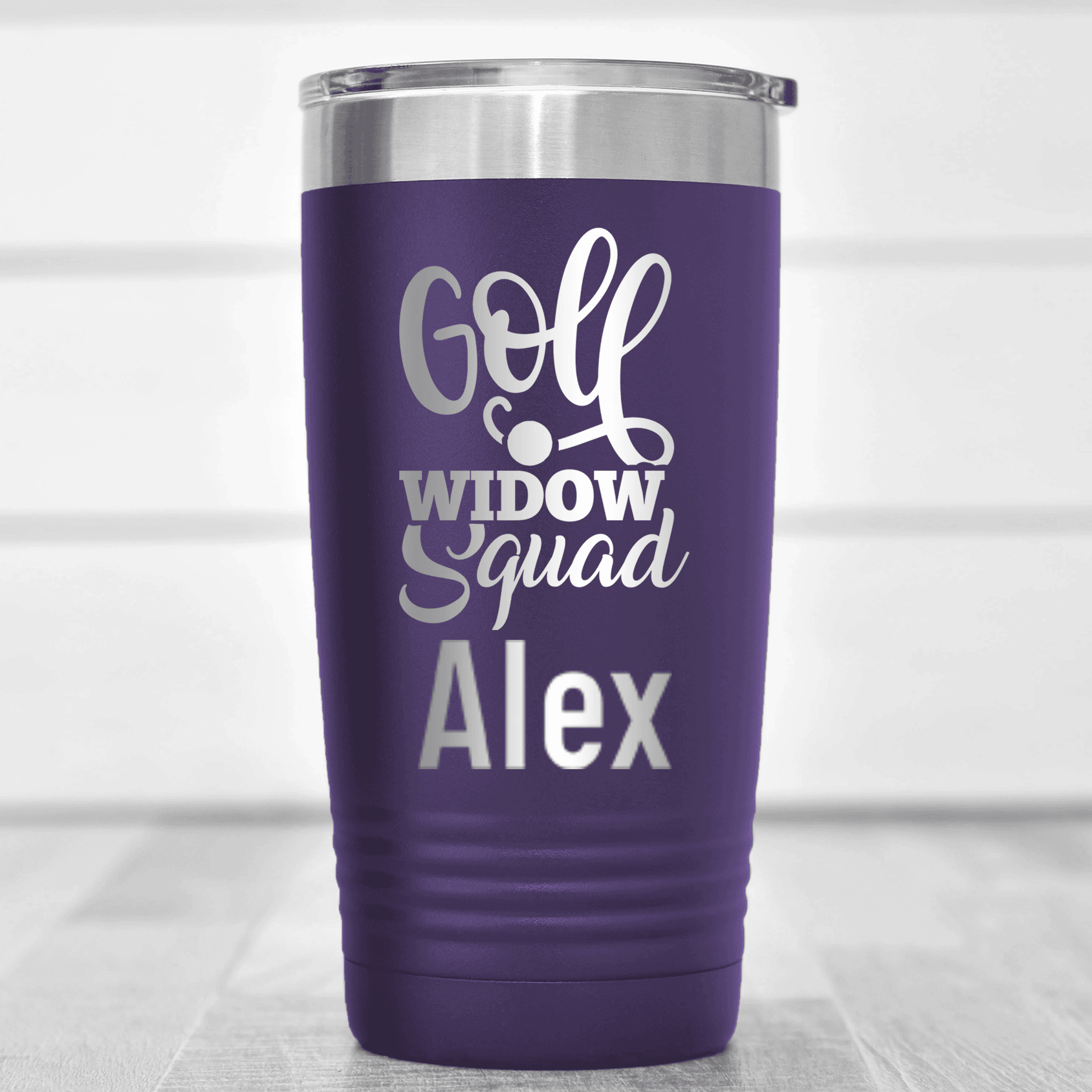 Purple Golf Gifts For Her Tumbler With Golf Widow Squad Design