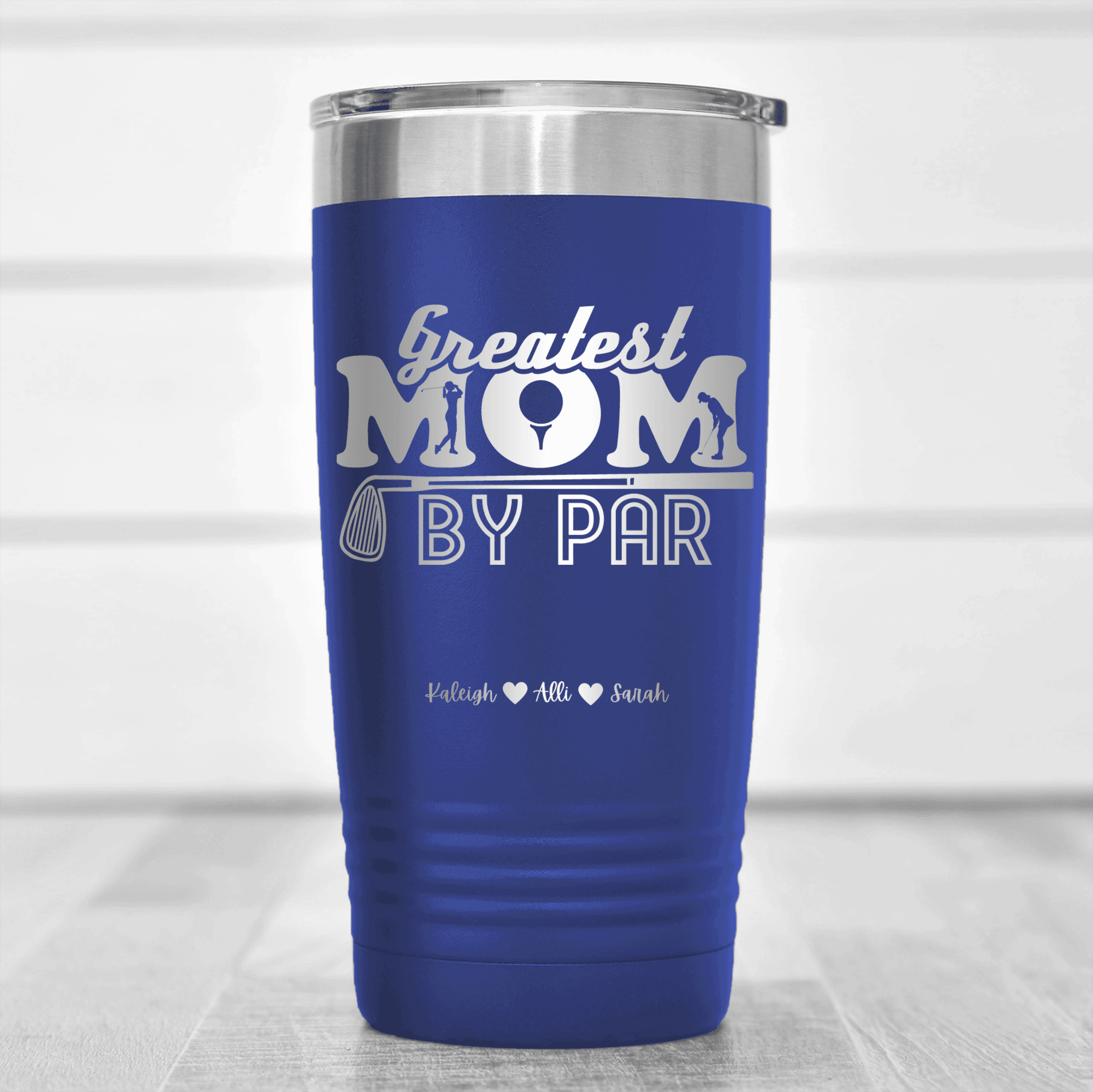 Blue Golf Mom Tumbler With Greatest Mom By Par Design