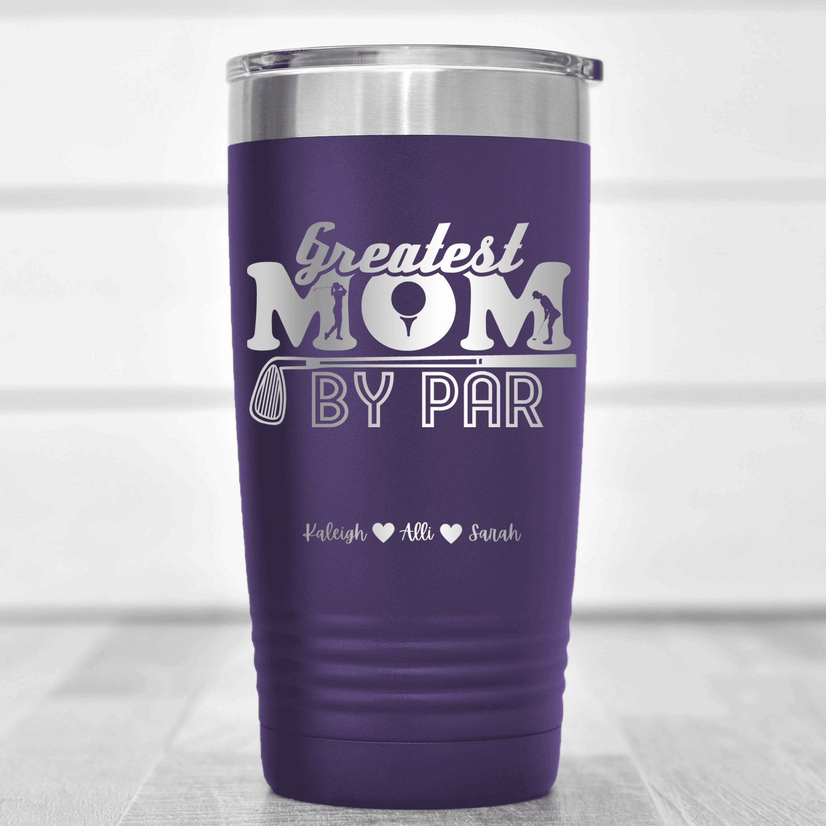 Purple Golf Mom Tumbler With Greatest Mom By Par Design