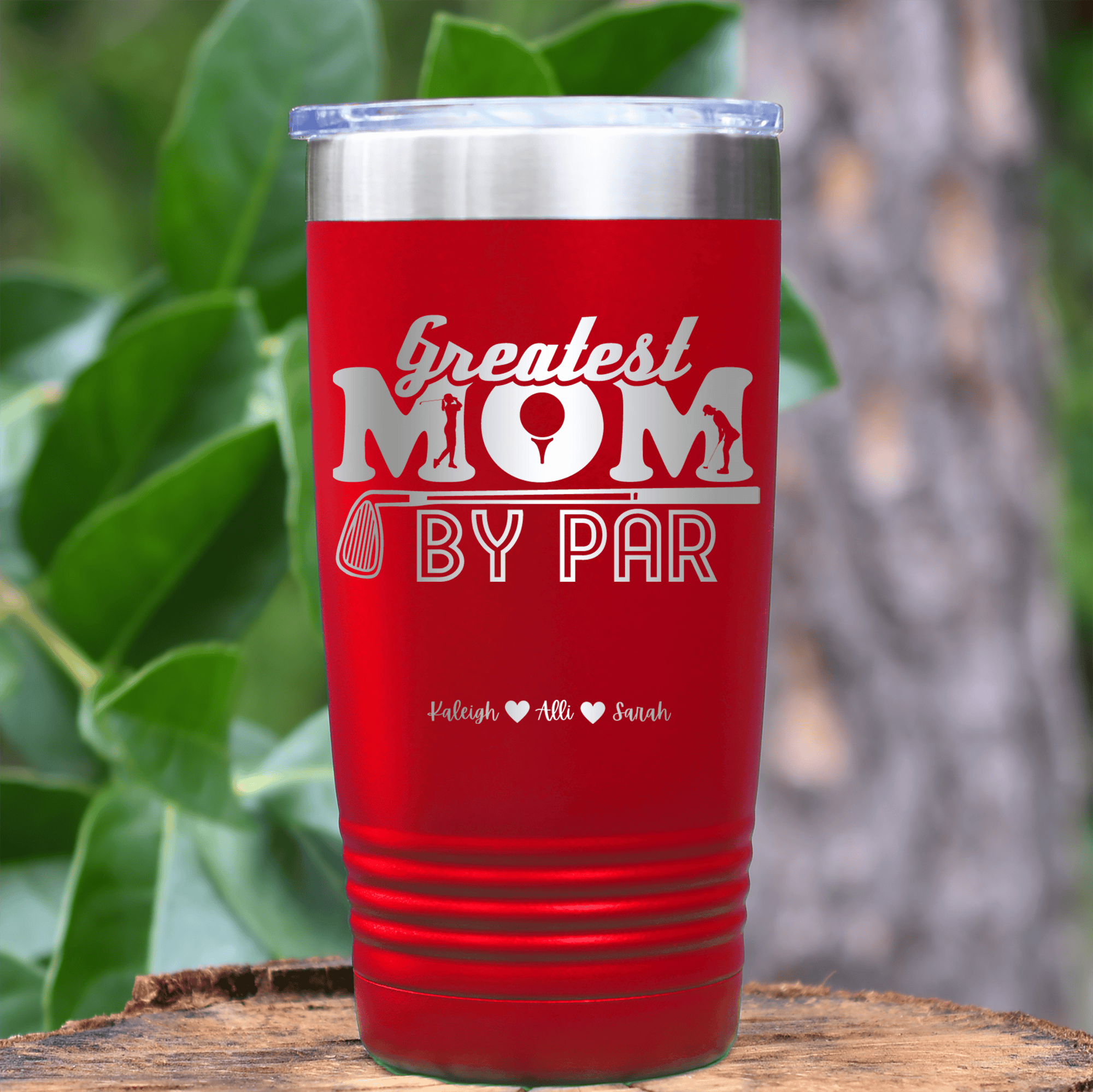 Red Golf Mom Tumbler With Greatest Mom By Par Design