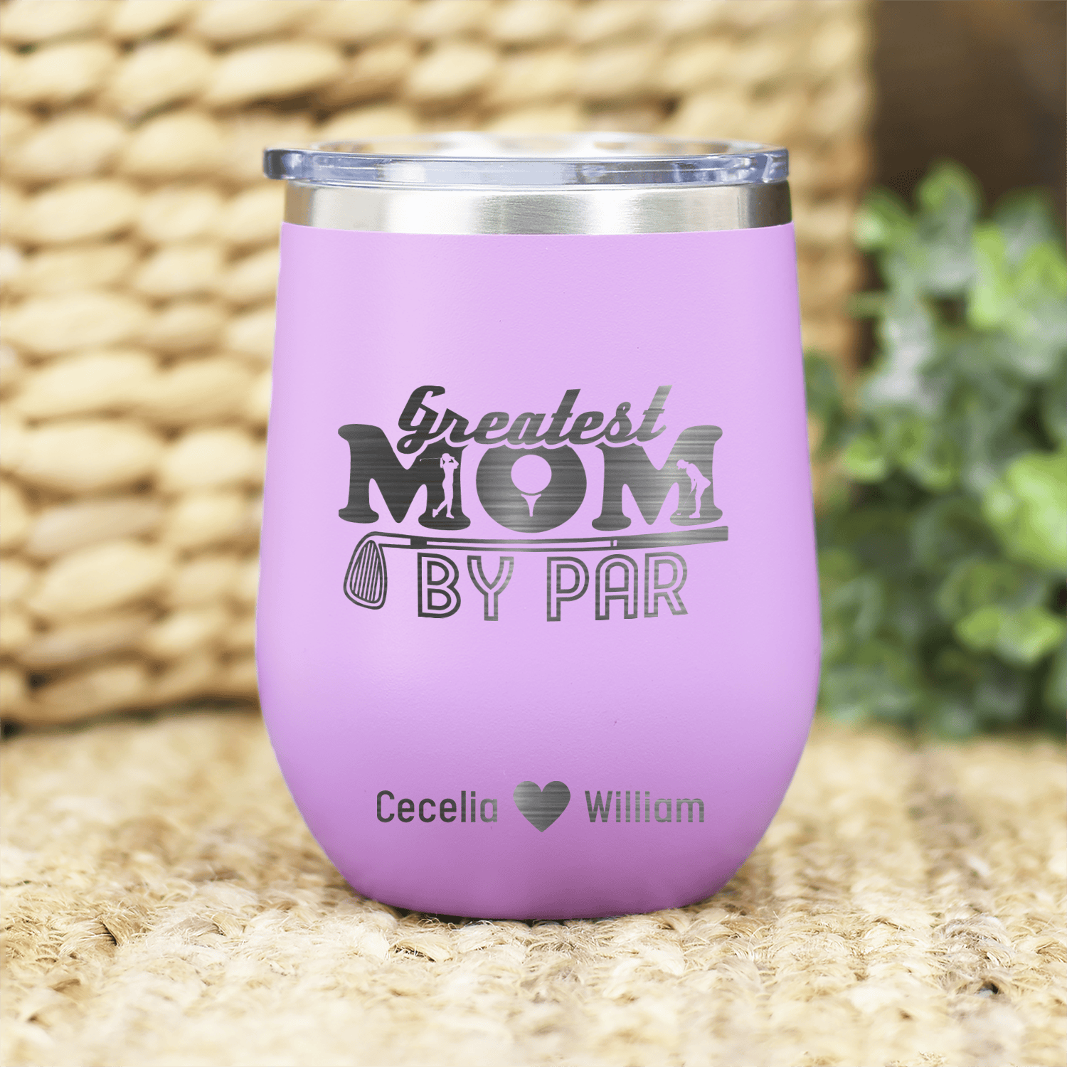 Light Purple Golf Mom Wine Tumbler With Greatest Mom By Par Design