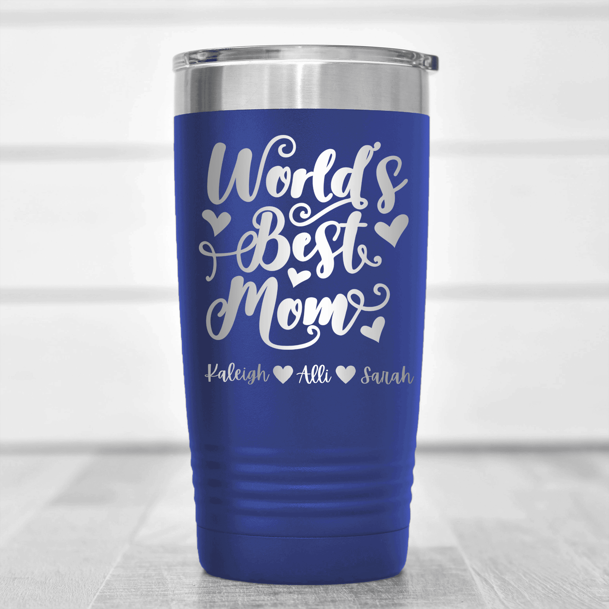 Blue Mothers Day Tumbler With Greatest Mom In The World Design