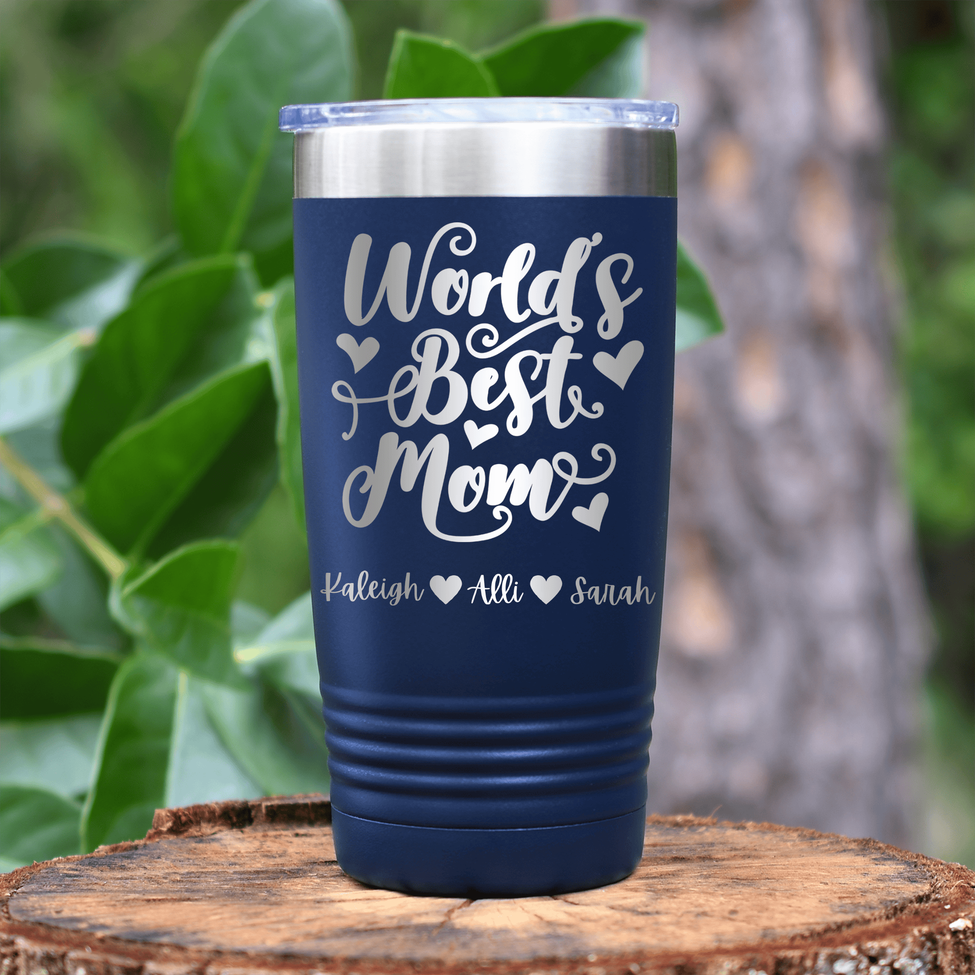 Navy Mothers Day Tumbler With Greatest Mom In The World Design