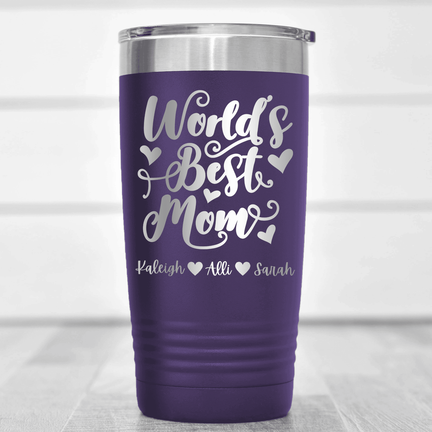 Purple Mothers Day Tumbler With Greatest Mom In The World Design