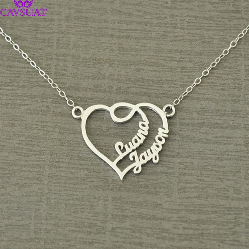 Personalized Double Name Heart Necklace