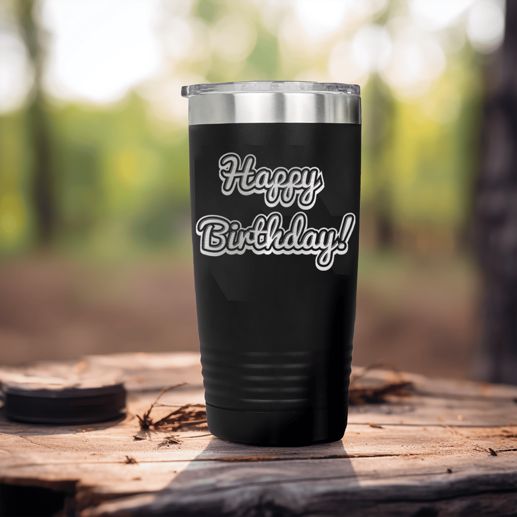 Black birthday tumbler Happy Birthday