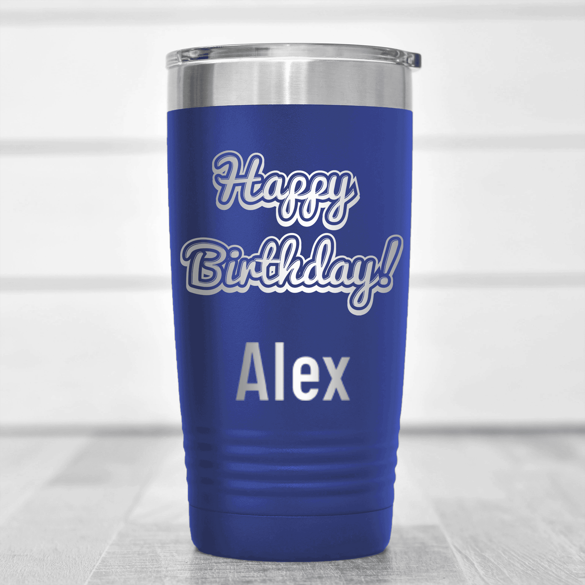 Blue Birthday Tumbler With Happy Birthday Design