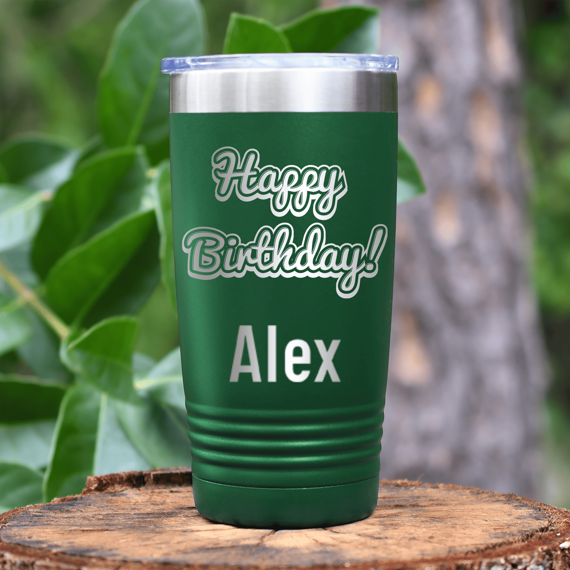 Green Birthday Tumbler With Happy Birthday Design